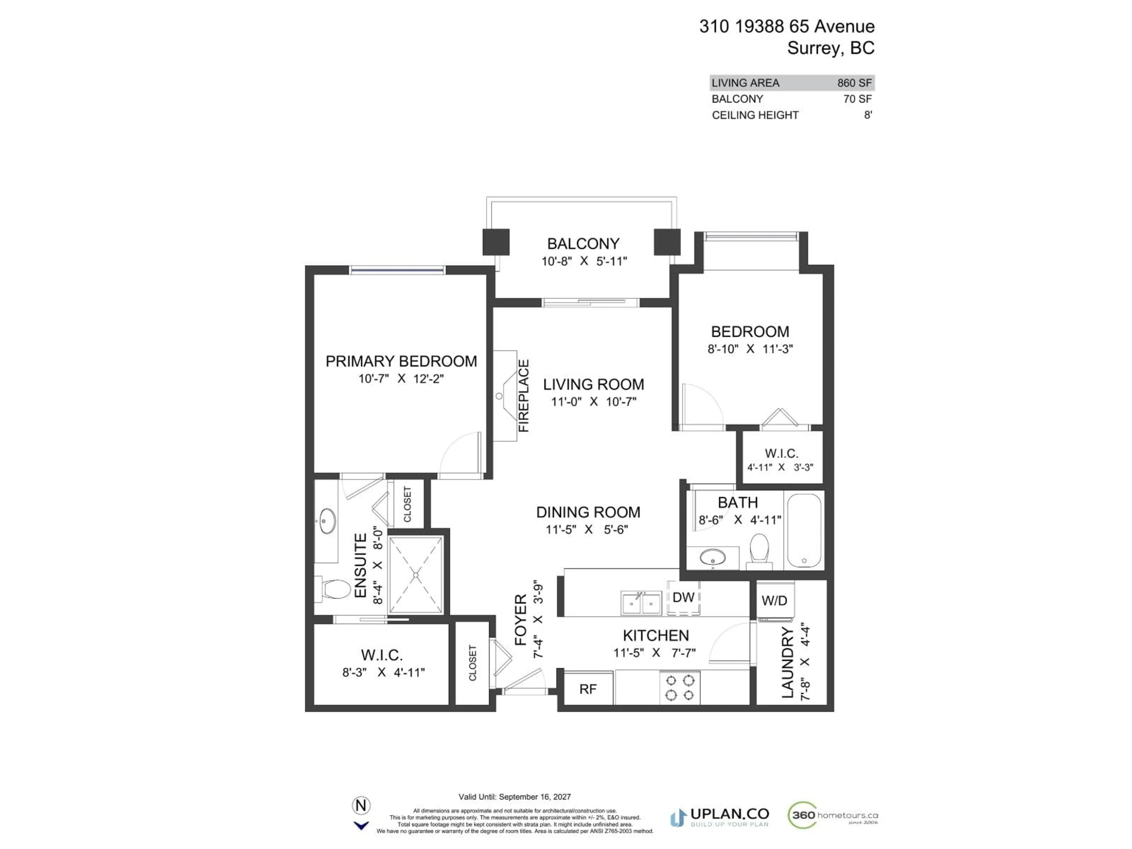 Floor plan for 310 - 19388 65 AVENUE, Surrey British Columbia V4N5S1