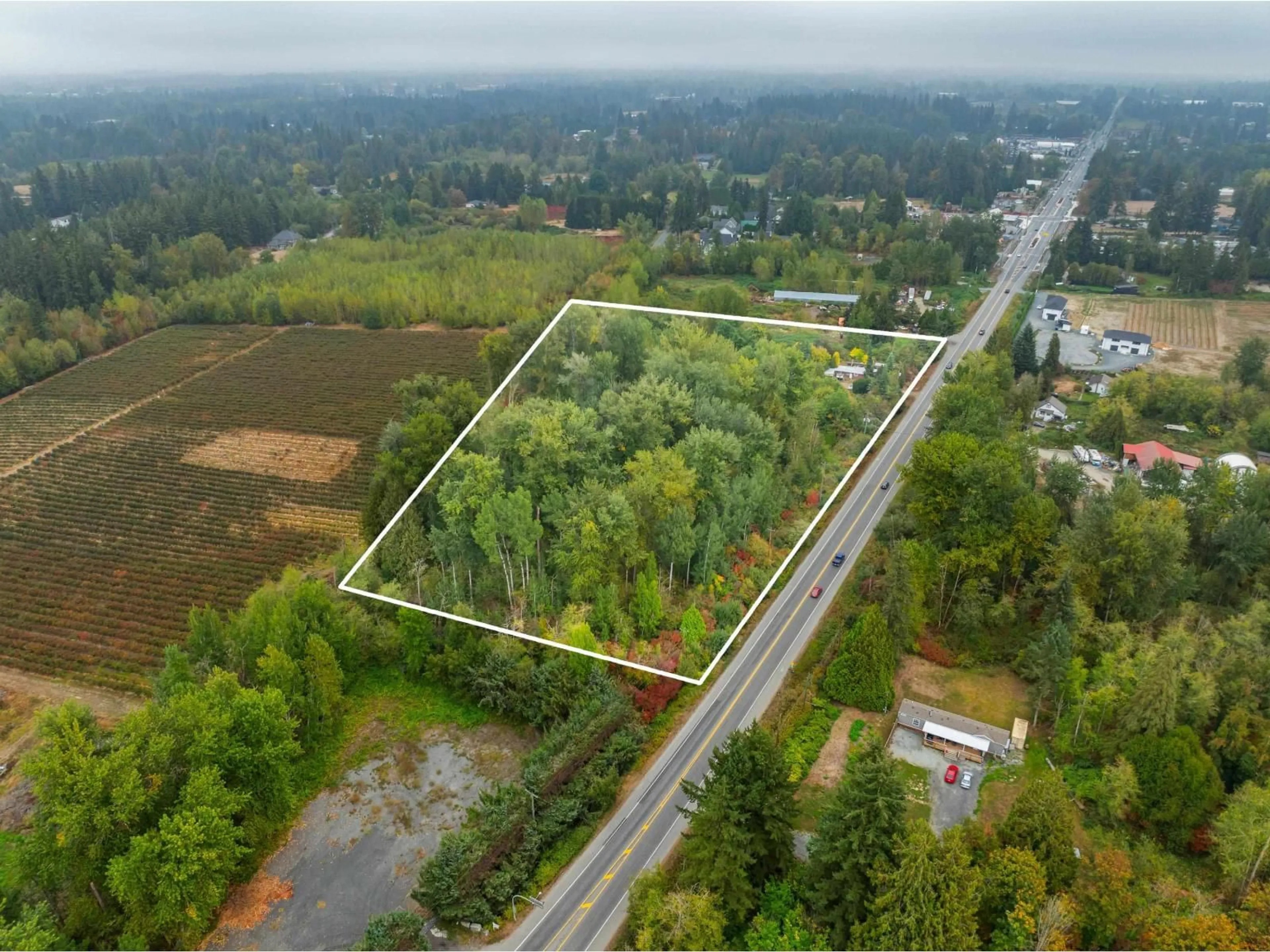 A pic from outside/outdoor area/front of a property/back of a property/a pic from drone, forest/trees view for 24183 FRASER HIGHWAY, Langley British Columbia V2Z2L3