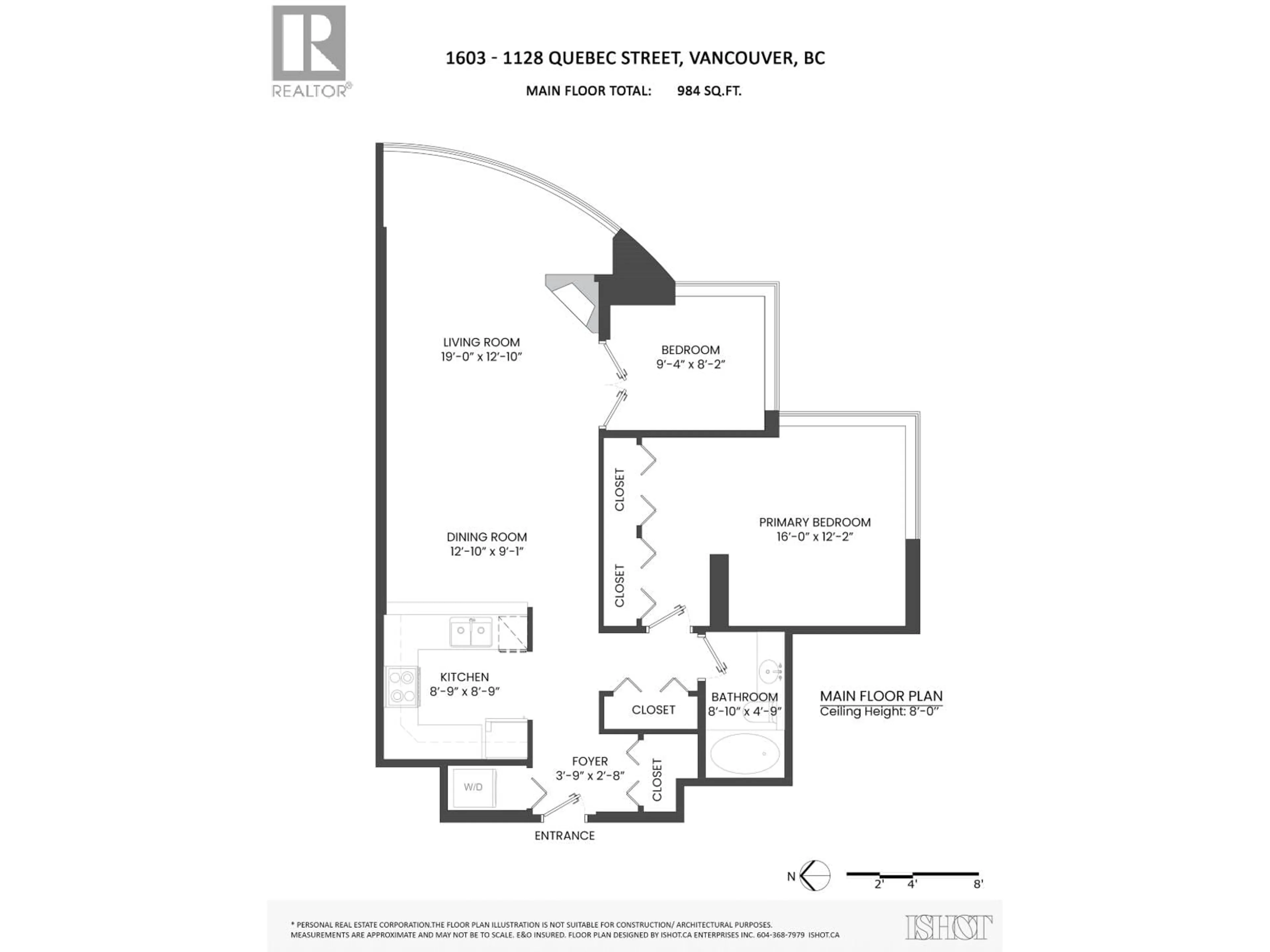 Floor plan for 1603 - 1128 QUEBEC STREET, Vancouver British Columbia V6A4E1