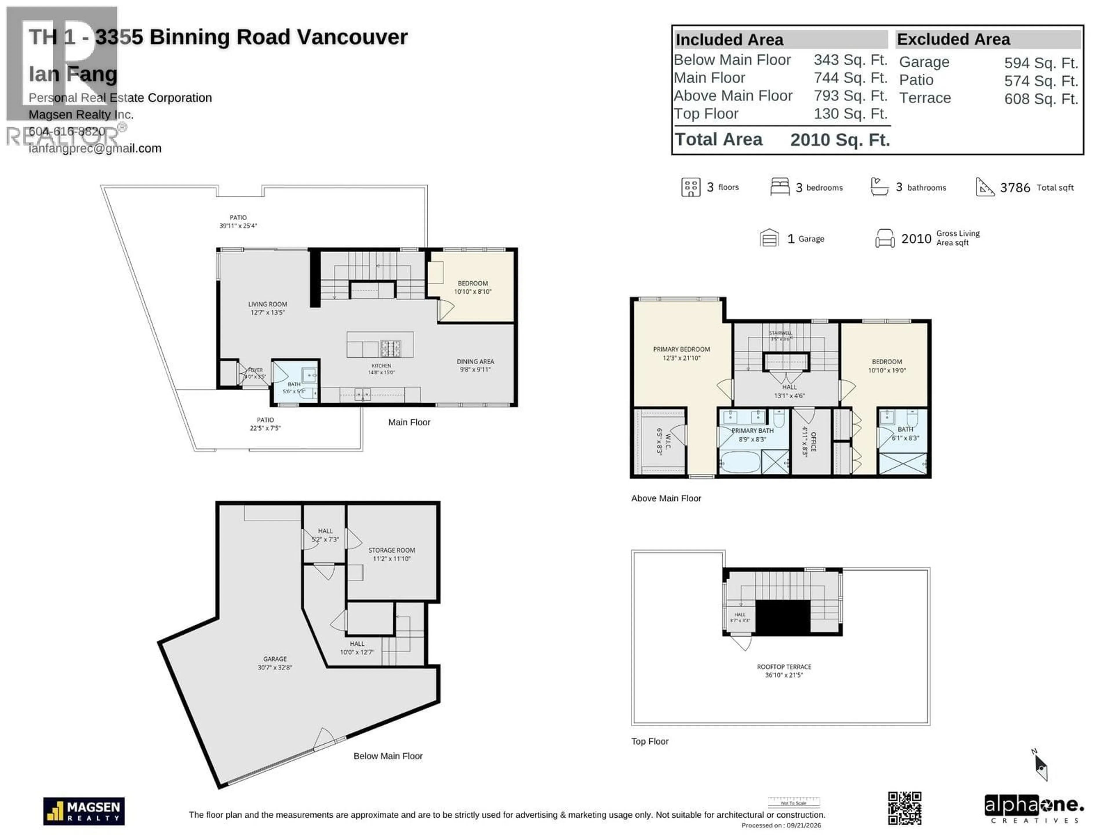 Floor plan for TH1 - 3355 BINNING ROAD, Vancouver British Columbia V6S0J1