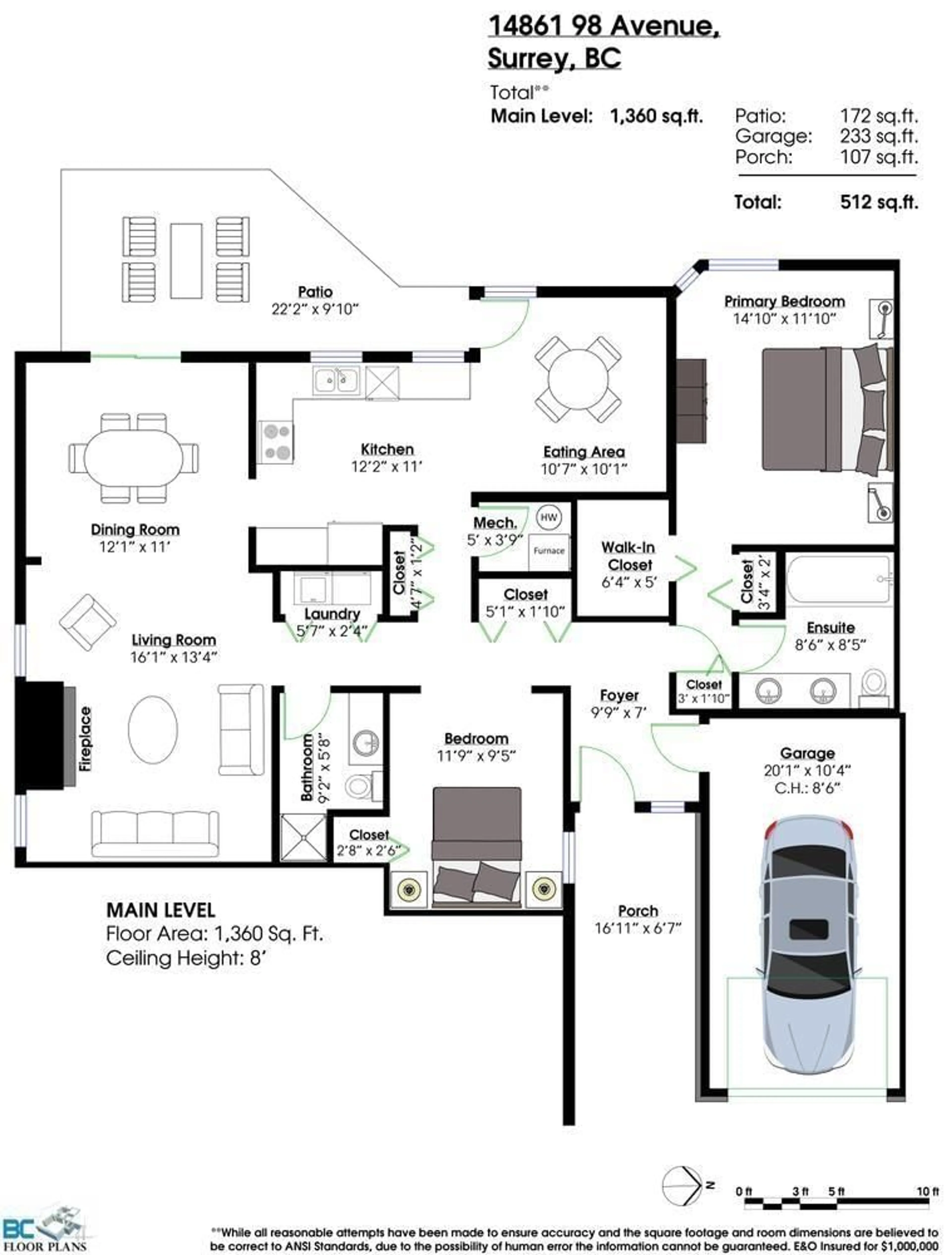 Floor plan for 132 - 14861 98 AVENUE, Surrey British Columbia V3R0A2