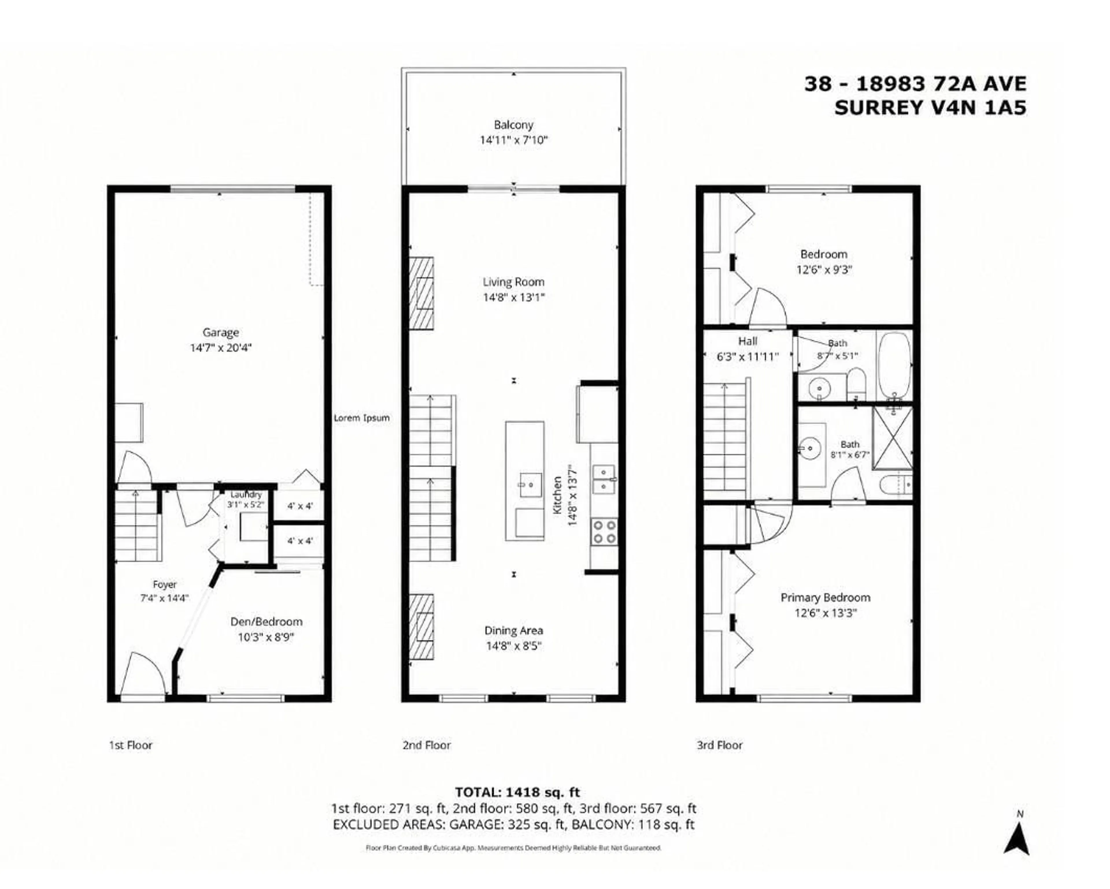 Floor plan for 38 - 18983 72A AVENUE, Surrey British Columbia V4N1A5