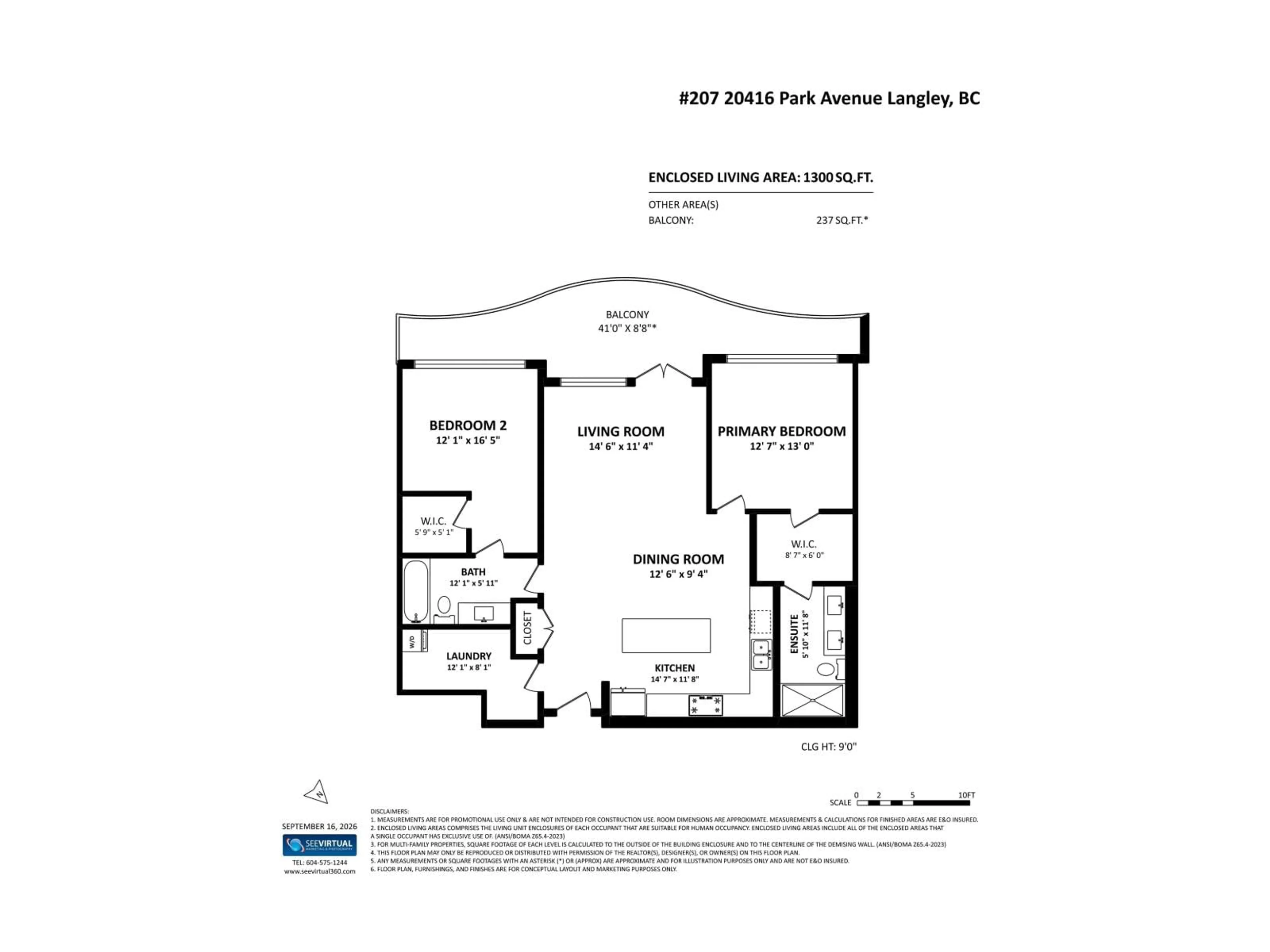 Floor plan for 207 - 20416 PARK AVENUE, Langley British Columbia V3A0N2