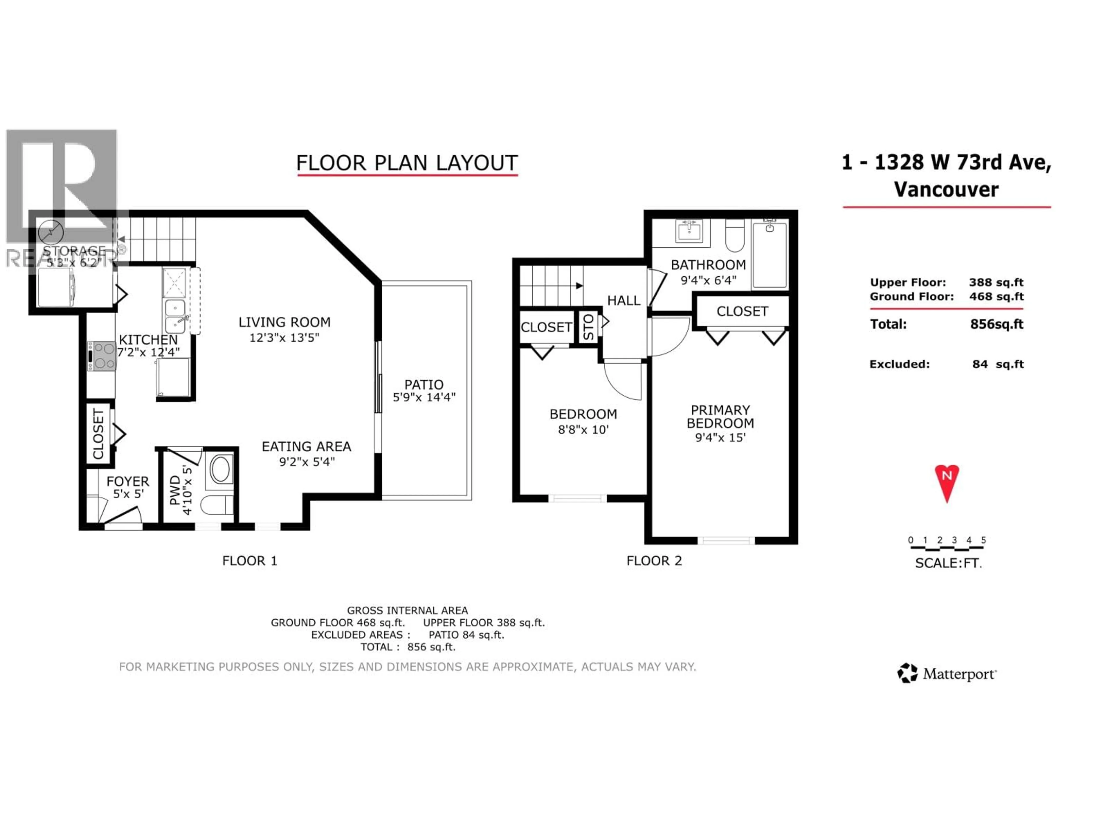 Floor plan for 1 - 1328 W 73RD AVENUE, Vancouver British Columbia V6P3E7