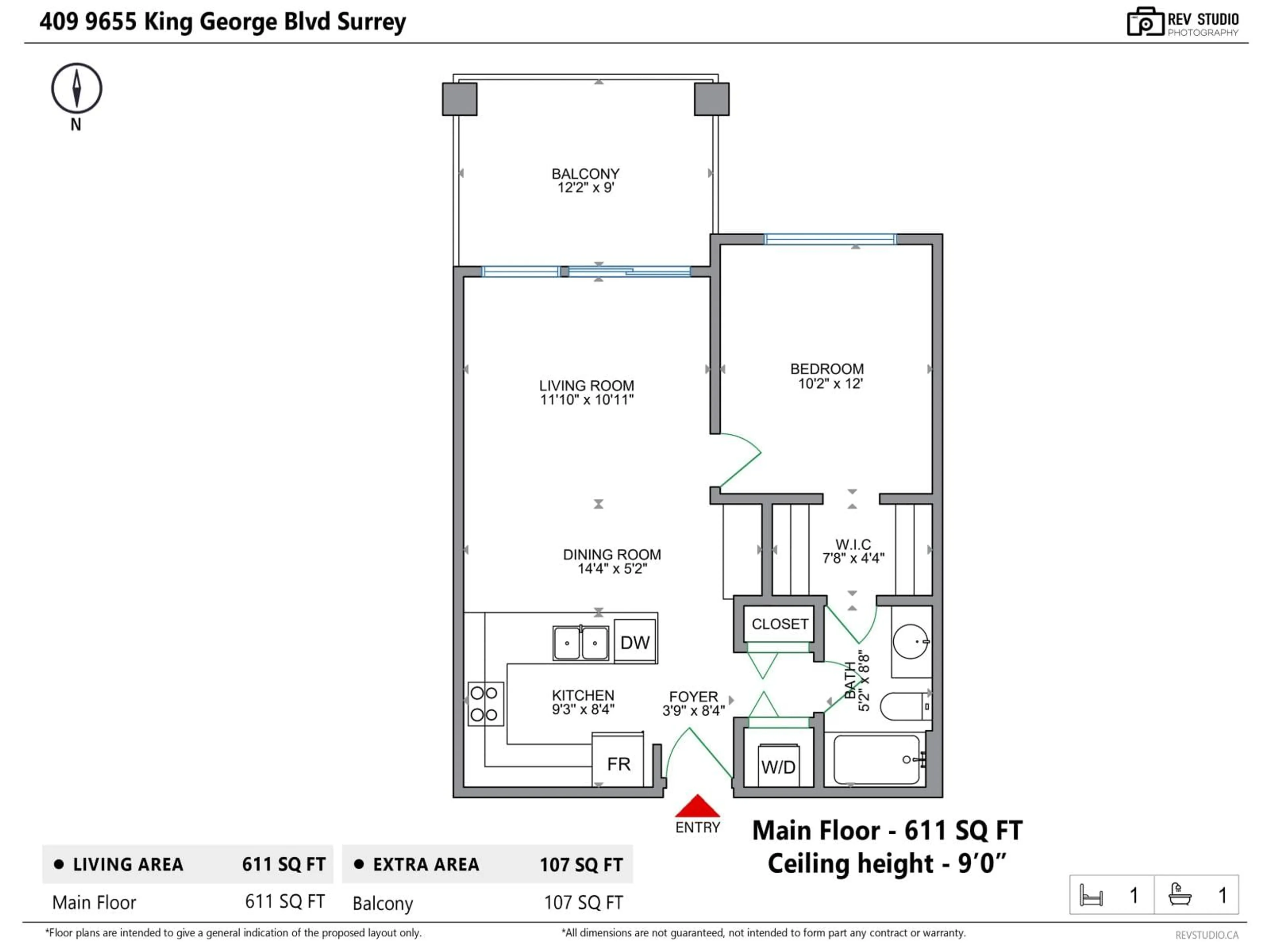 Floor plan for 409 - 9655 KING GEORGE BOULEVARD, Surrey British Columbia V3T0C7