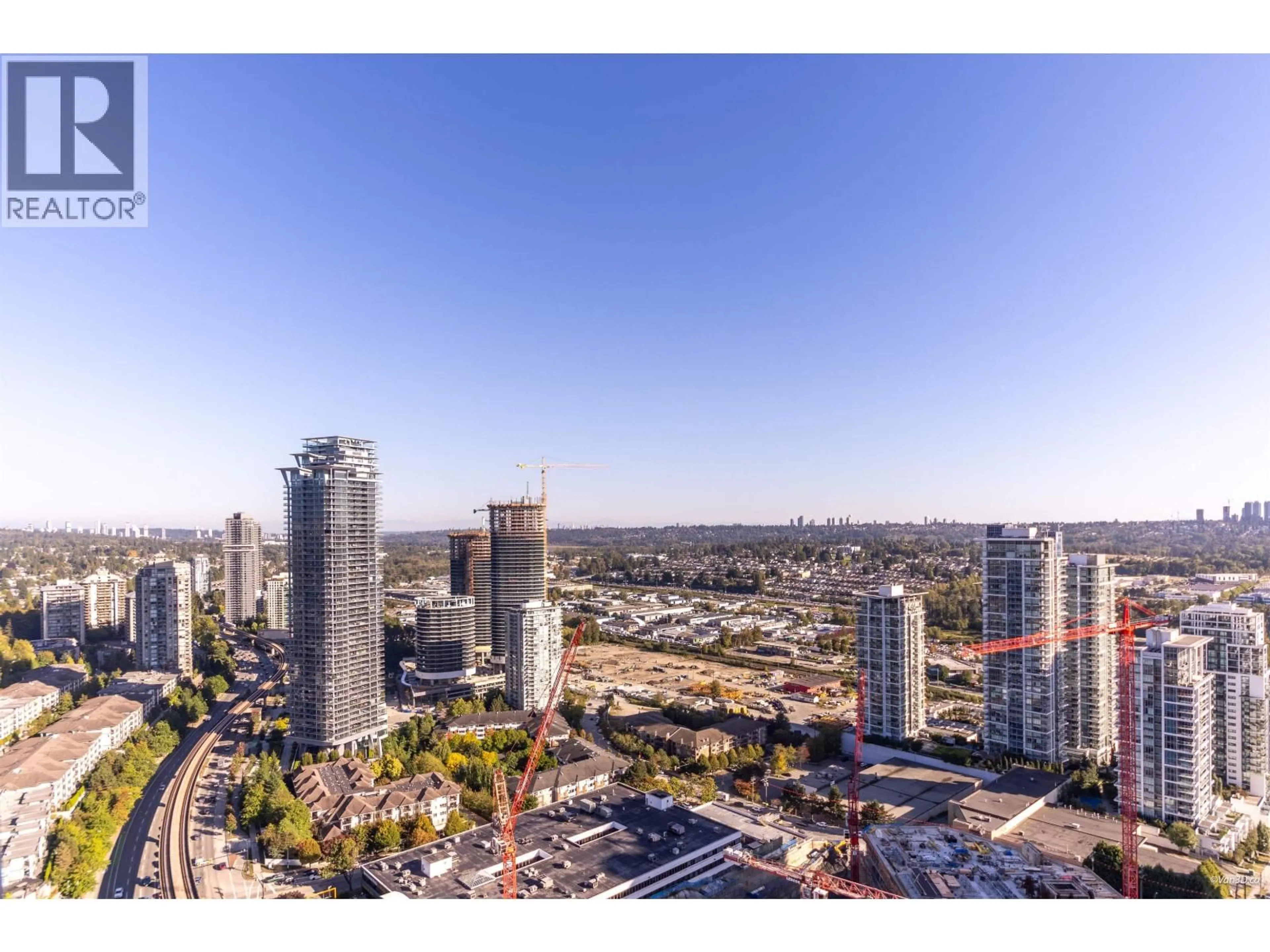 A pic from outside/outdoor area/front of a property/back of a property/a pic from drone, city buildings view from balcony for 3303 - 1955 ALPHA WAY, Burnaby British Columbia V5C0K6
