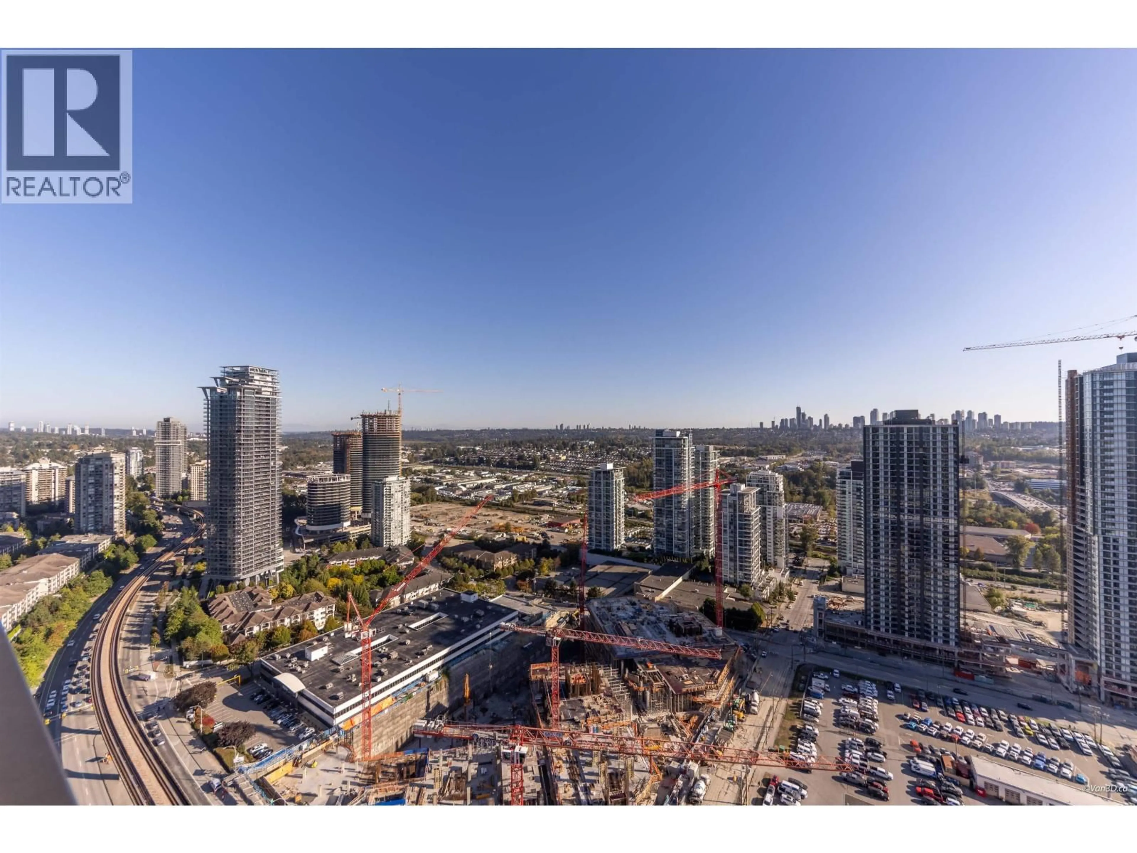 A pic from outside/outdoor area/front of a property/back of a property/a pic from drone, city buildings view from balcony for 3303 - 1955 ALPHA WAY, Burnaby British Columbia V5C0K6
