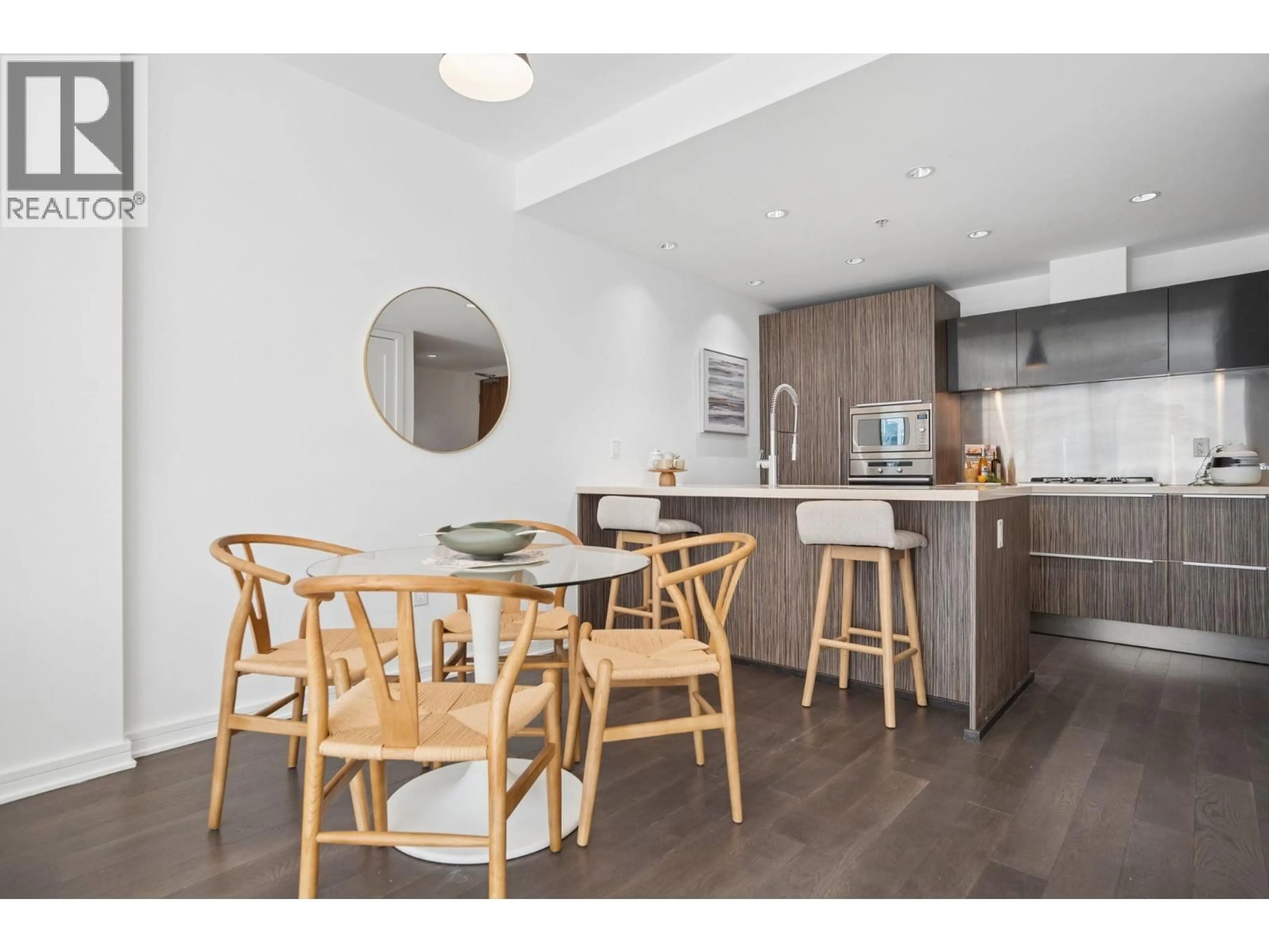 Open concept kitchen, wood/laminate floor for 606 - 1661 ONTARIO STREET, Vancouver British Columbia V5Y0C3