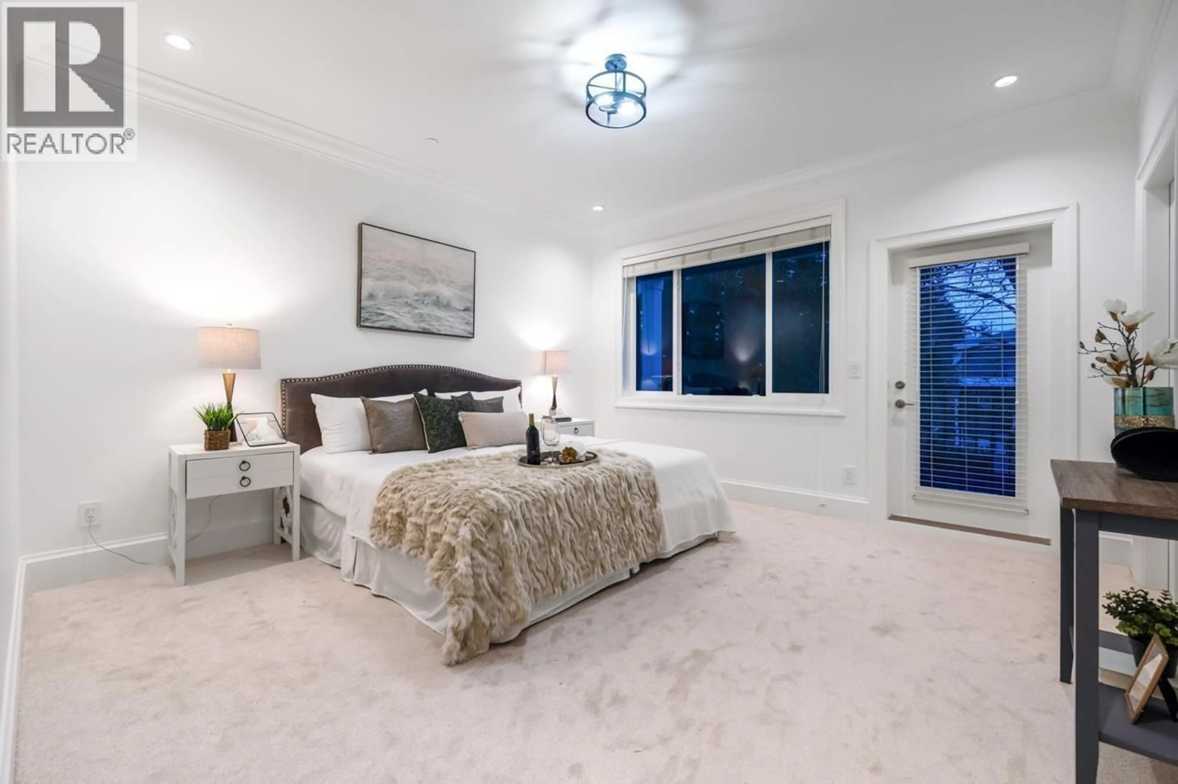 Bedroom with bed, carpet floor for 5584 RUPERT STREET, Vancouver British Columbia V5R2K5