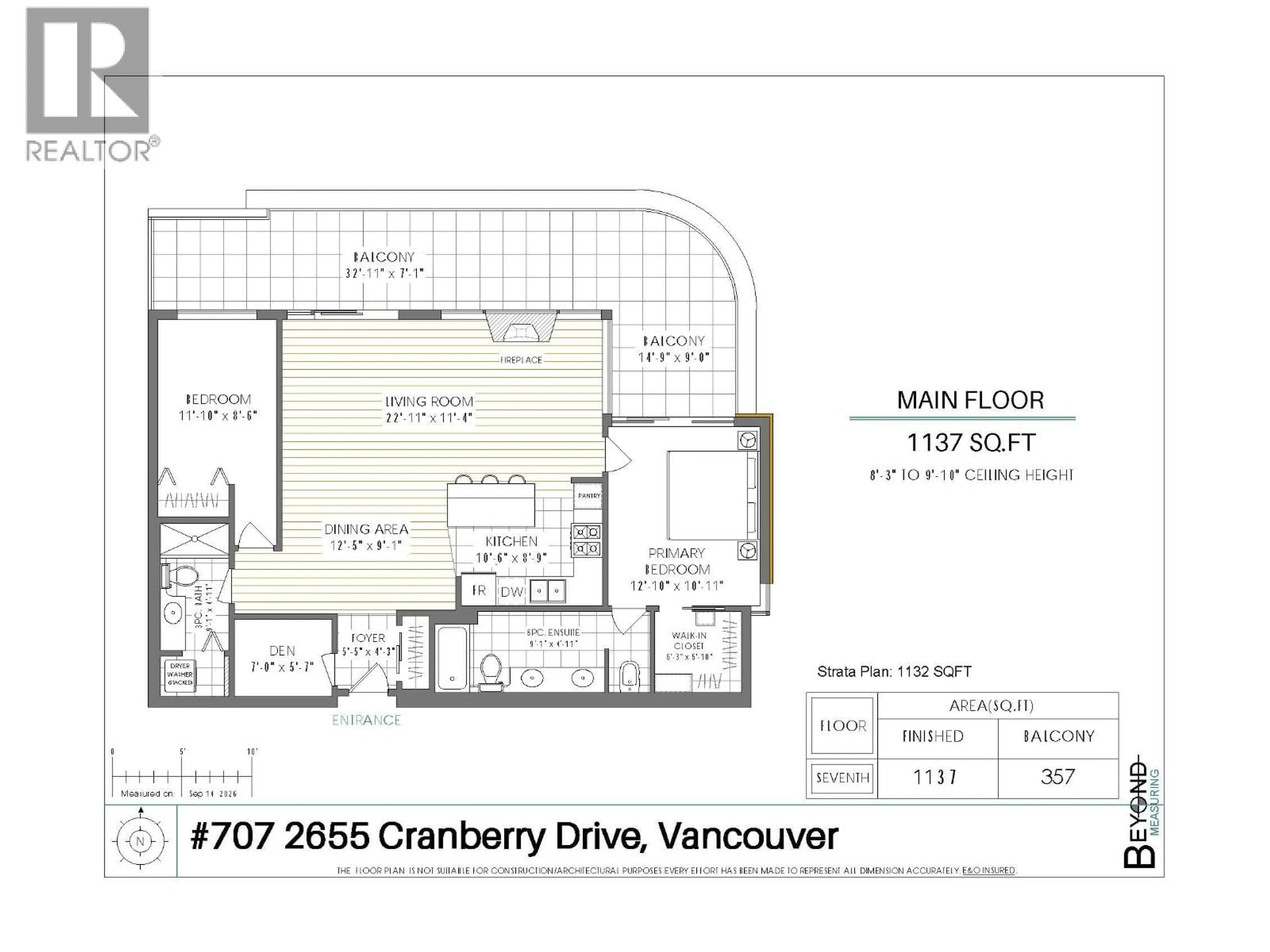 Floor plan for 707 - 2655 CRANBERRY DRIVE, Vancouver British Columbia V6K4V5