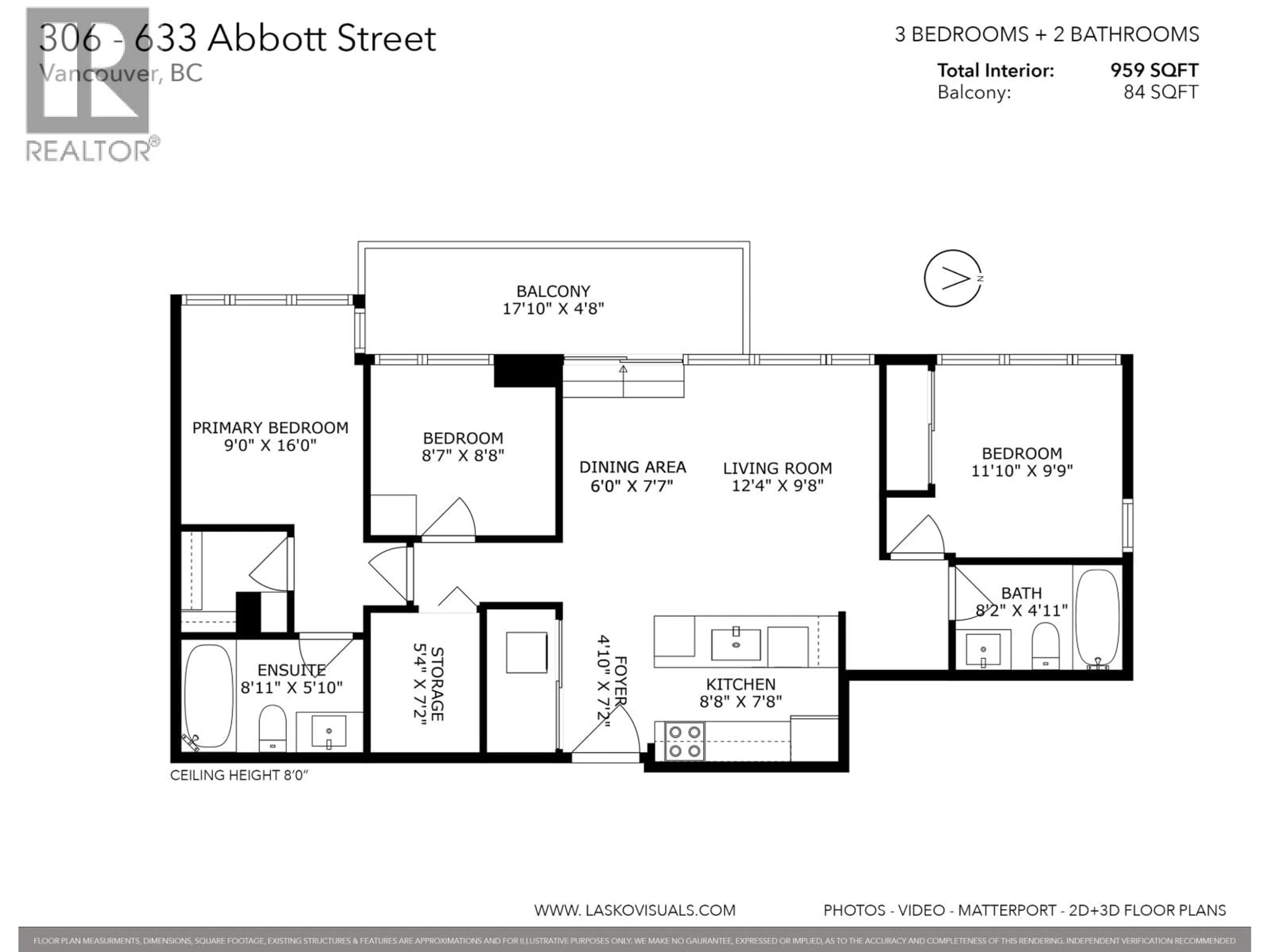 Floor plan for 306 - 633 ABBOTT STREET, Vancouver British Columbia V6B0J3
