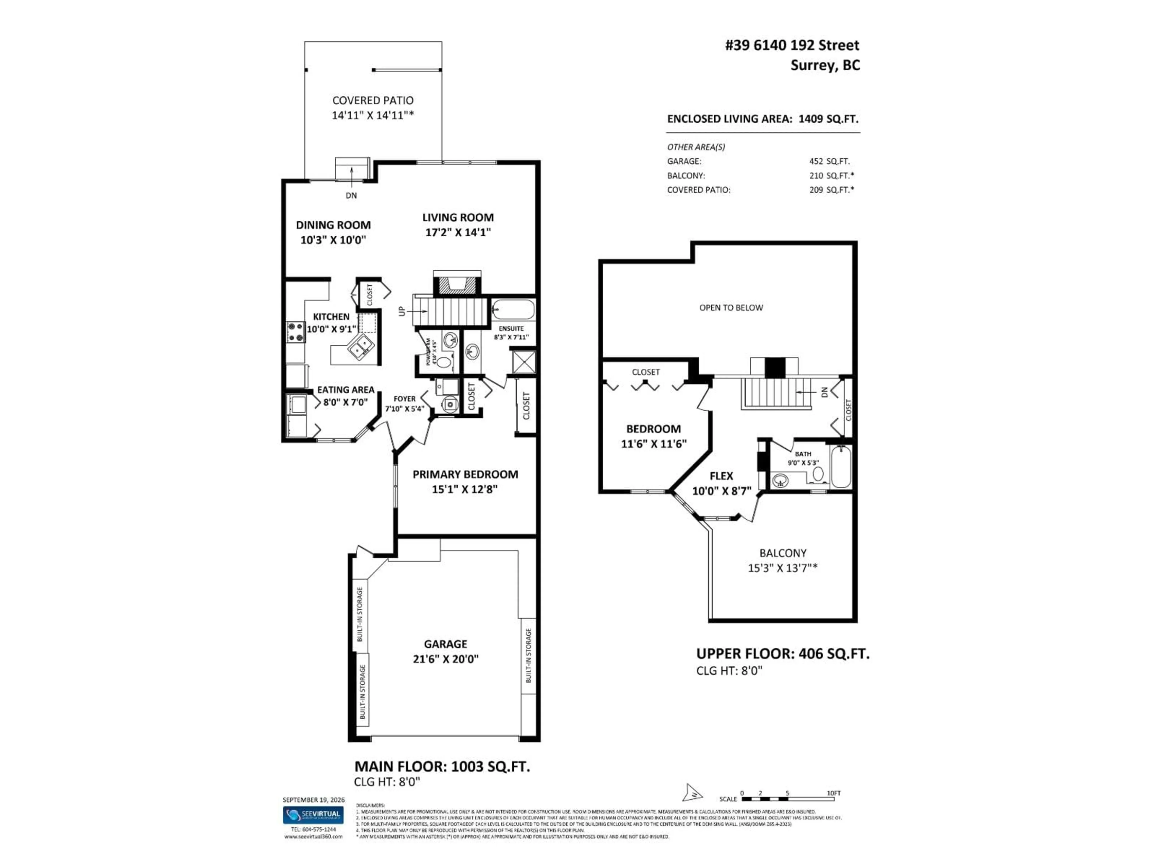 Floor plan for 39 - 6140 192 STREET, Surrey British Columbia V3S7V7