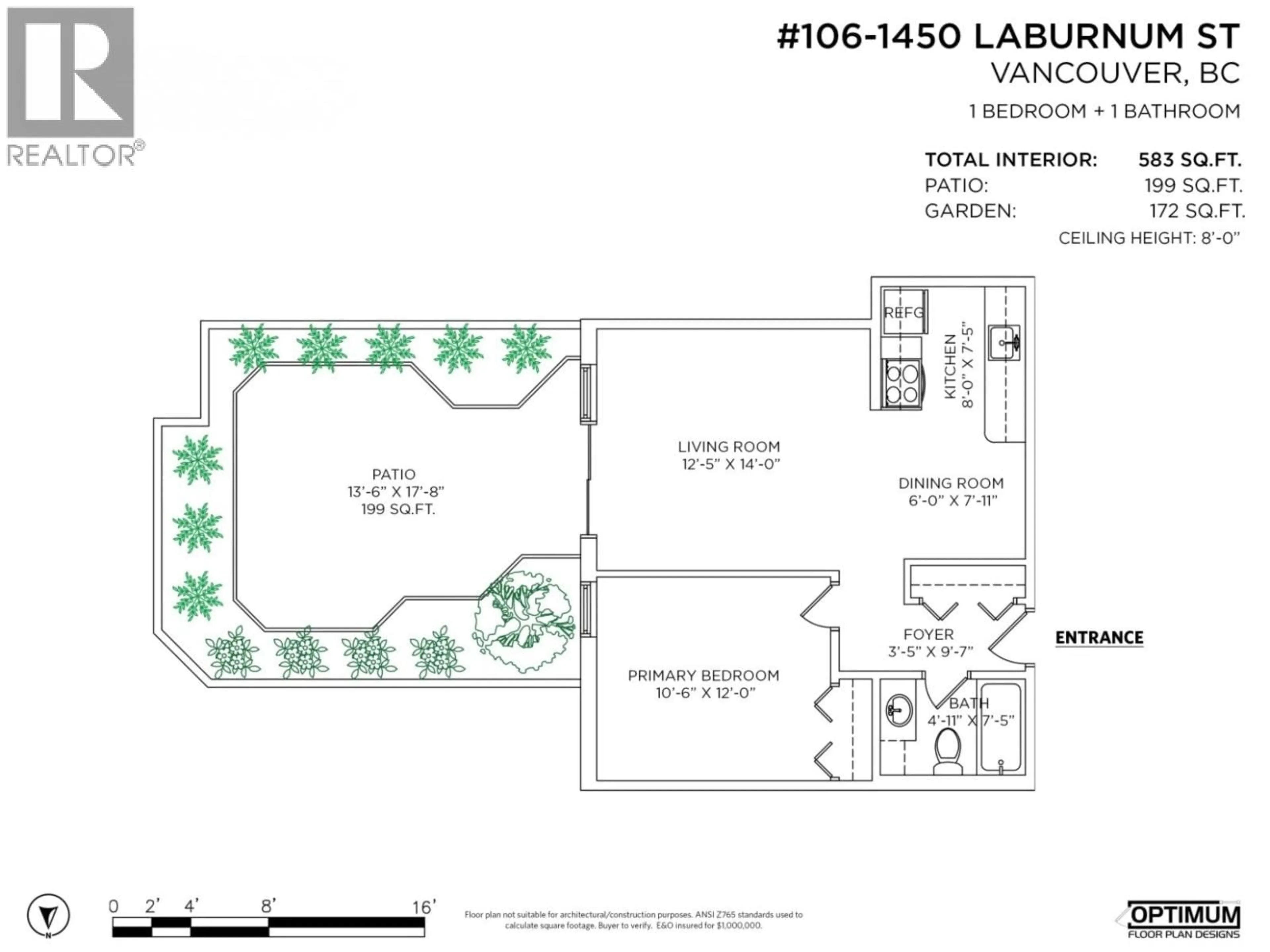 Floor plan for 106 - 1450 LABURNUM STREET, Vancouver British Columbia V6J3W3