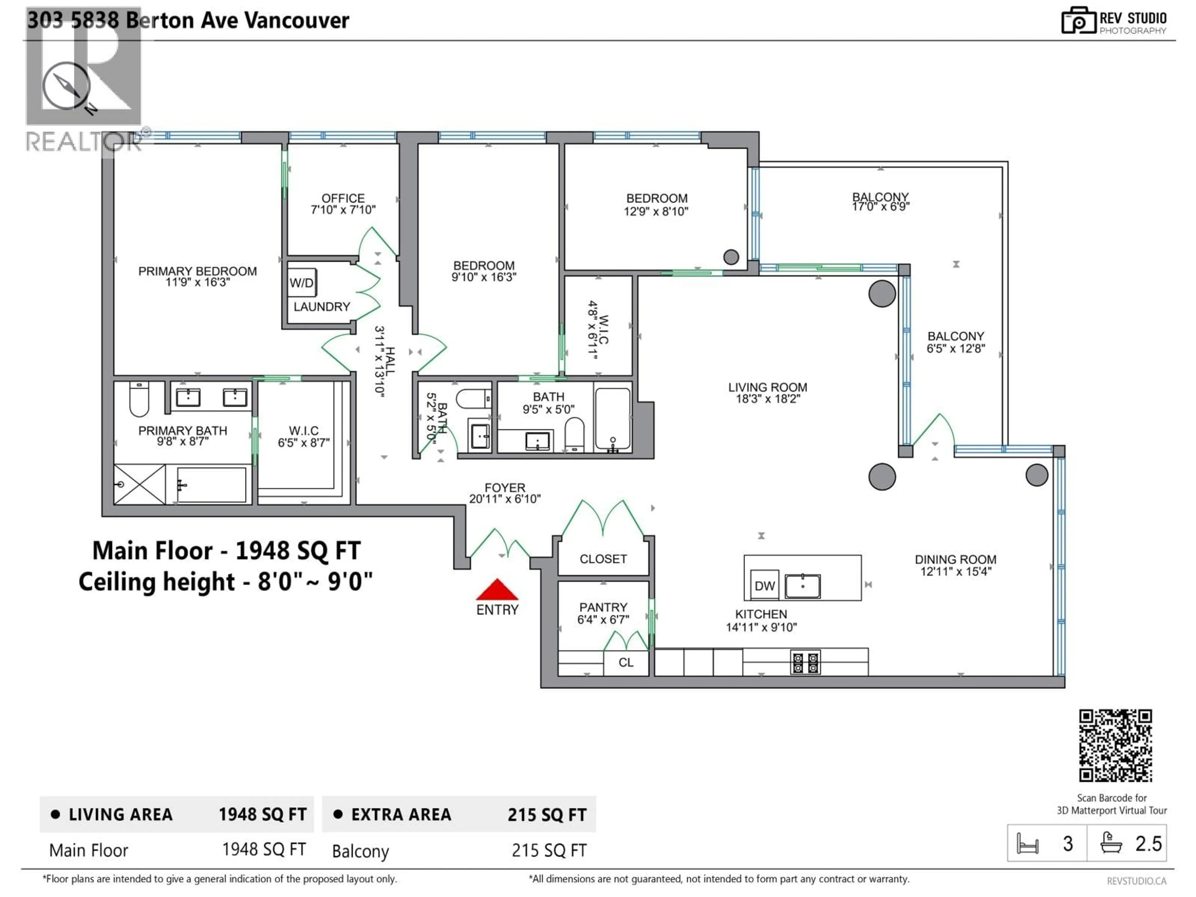 Floor plan for 303 - 5838 BERTON AVENUE, Vancouver British Columbia V6S0A5