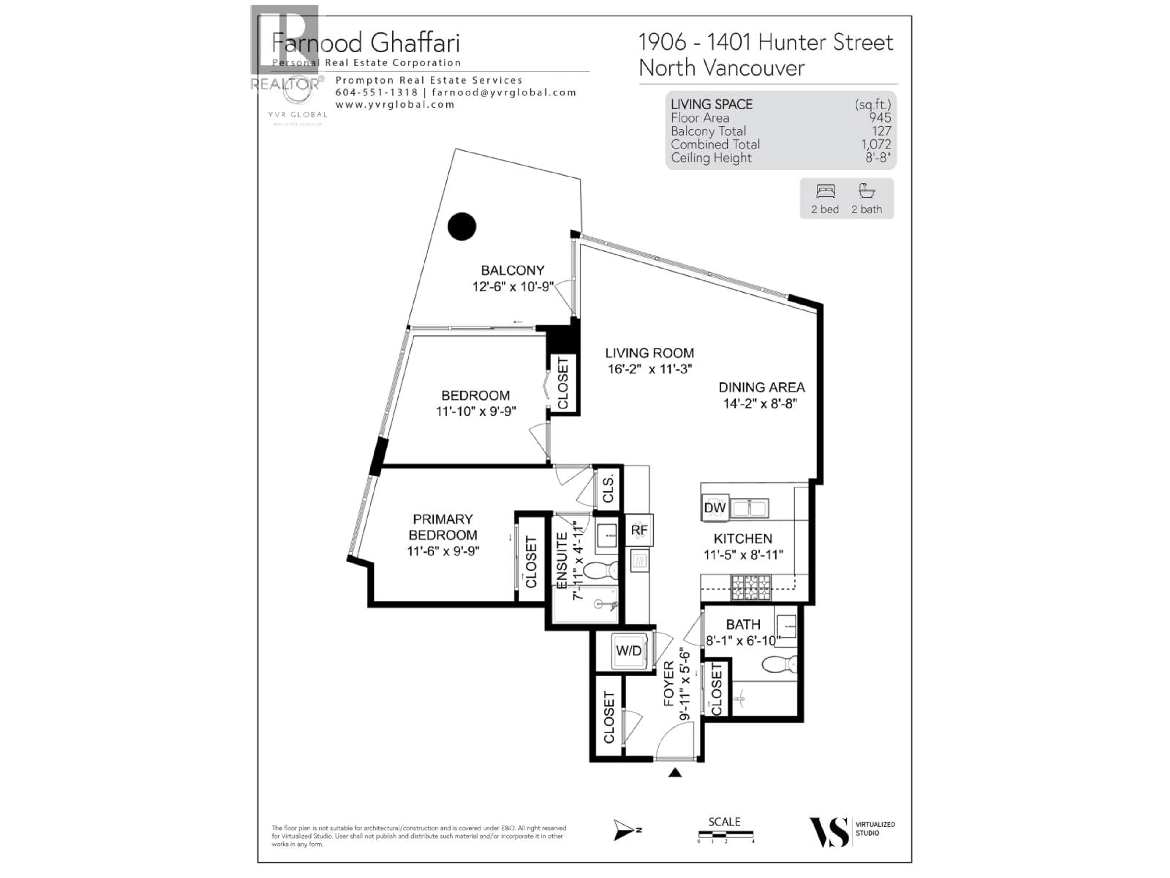 Floor plan for 1906 - 1401 HUNTER STREET, North Vancouver British Columbia V7J0E2