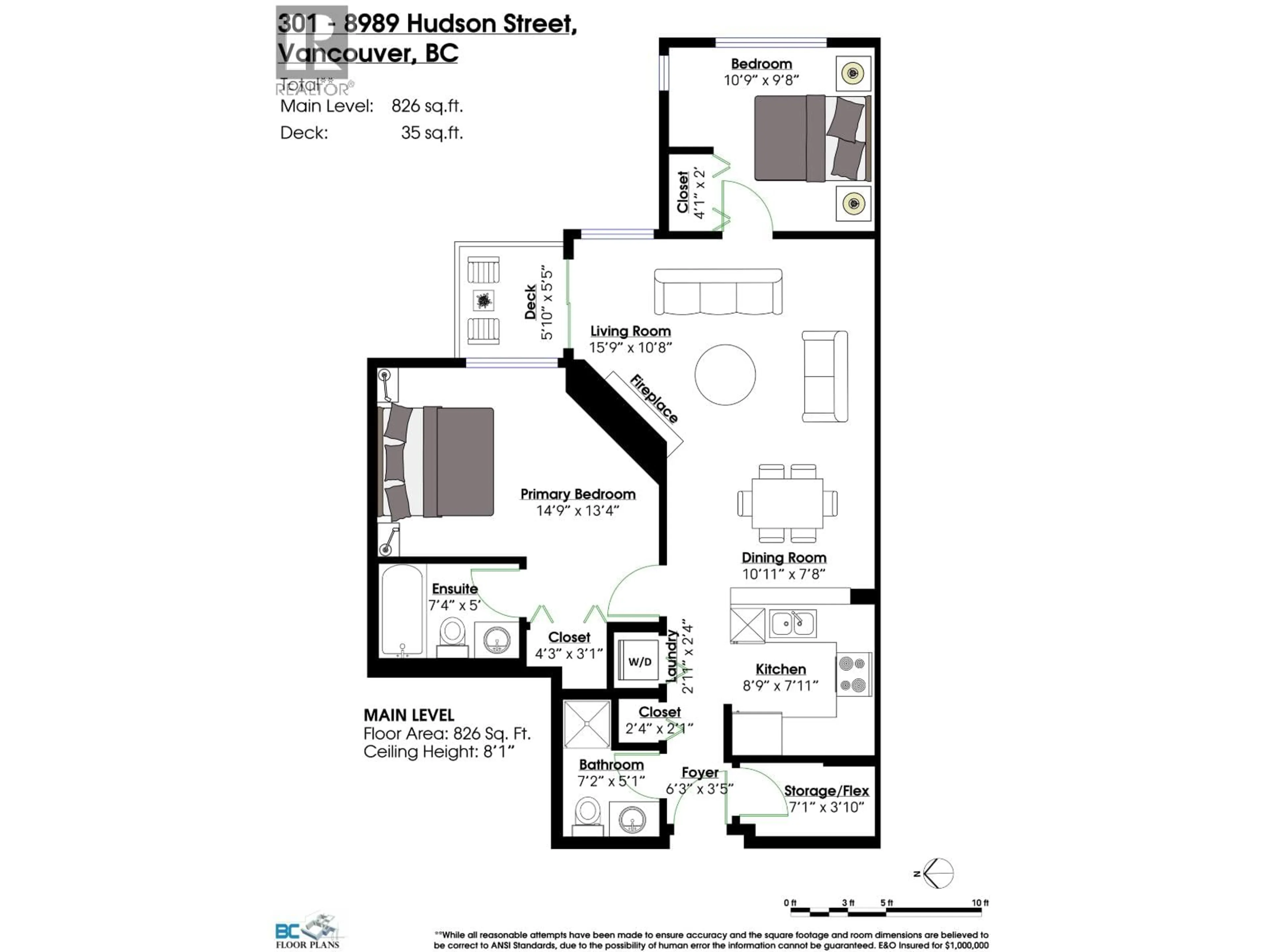 Floor plan for 301 - 8989 HUDSON STREET, Vancouver British Columbia V6P6Y1