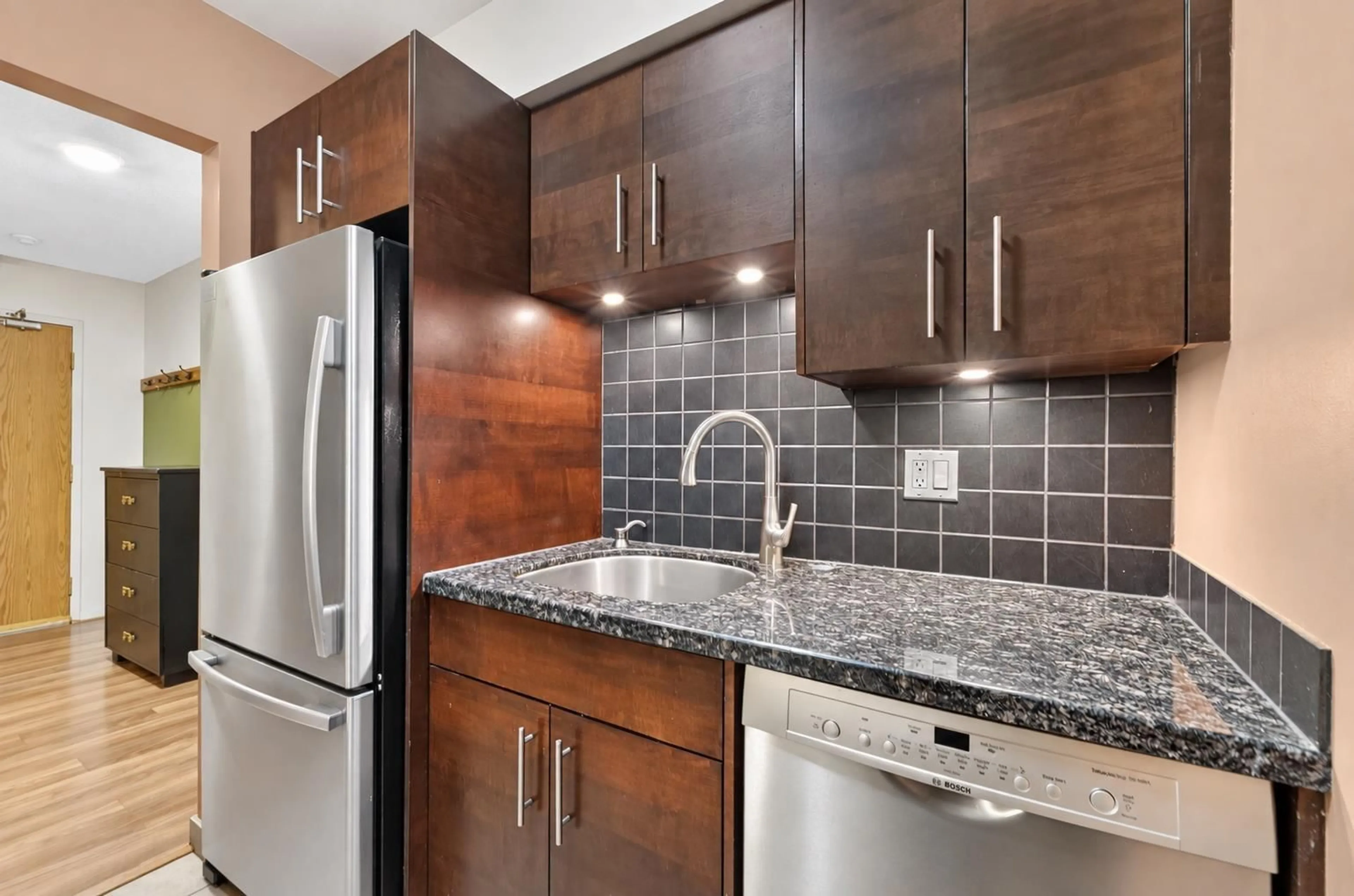 Standard kitchen, ceramic/tile floor for 307 - 5906 176A STREET, Surrey British Columbia V3S4H7