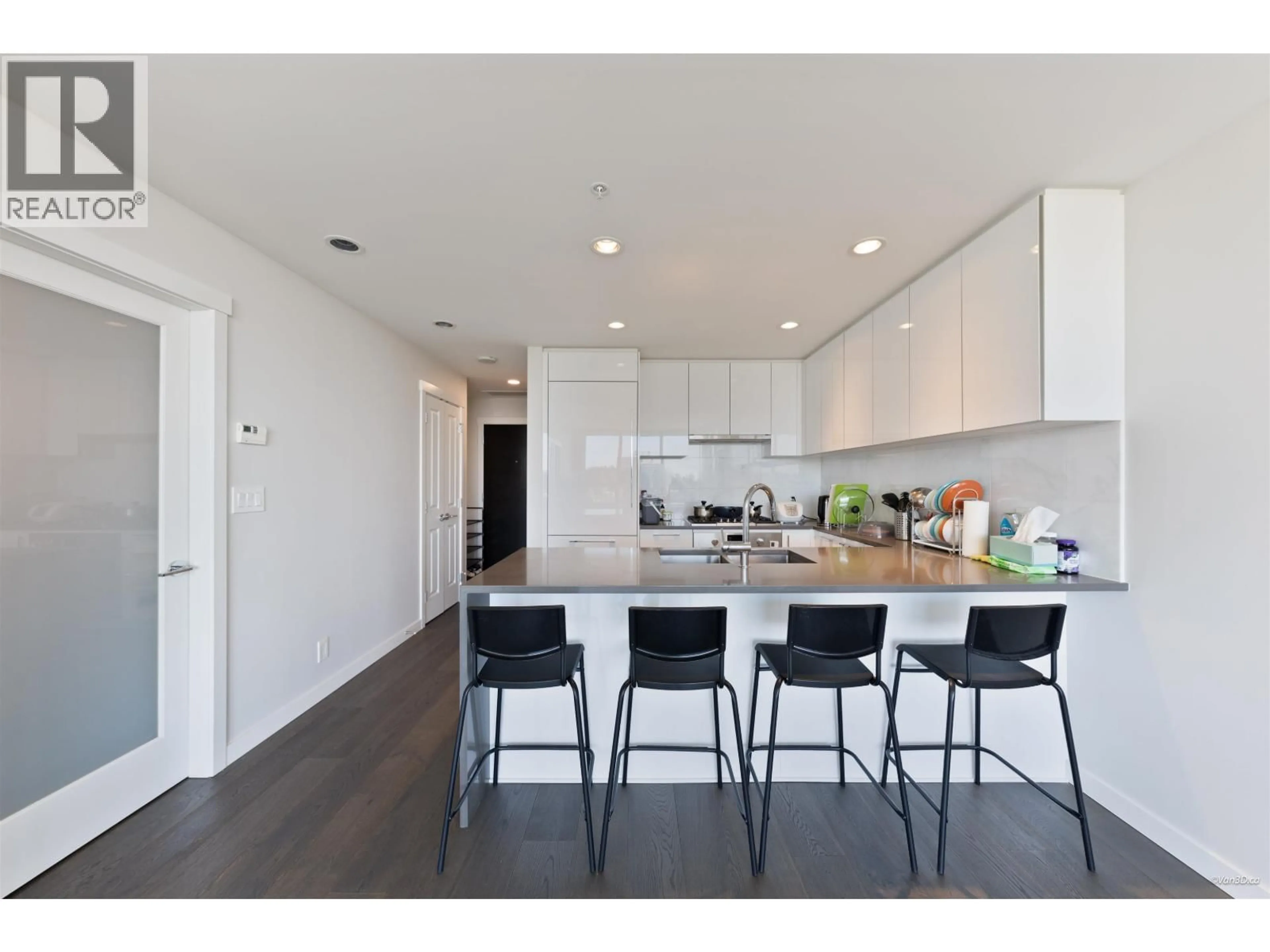 Open concept kitchen, wood/laminate floor for 1210 - 3487 BINNING ROAD, Vancouver British Columbia V6S0K8