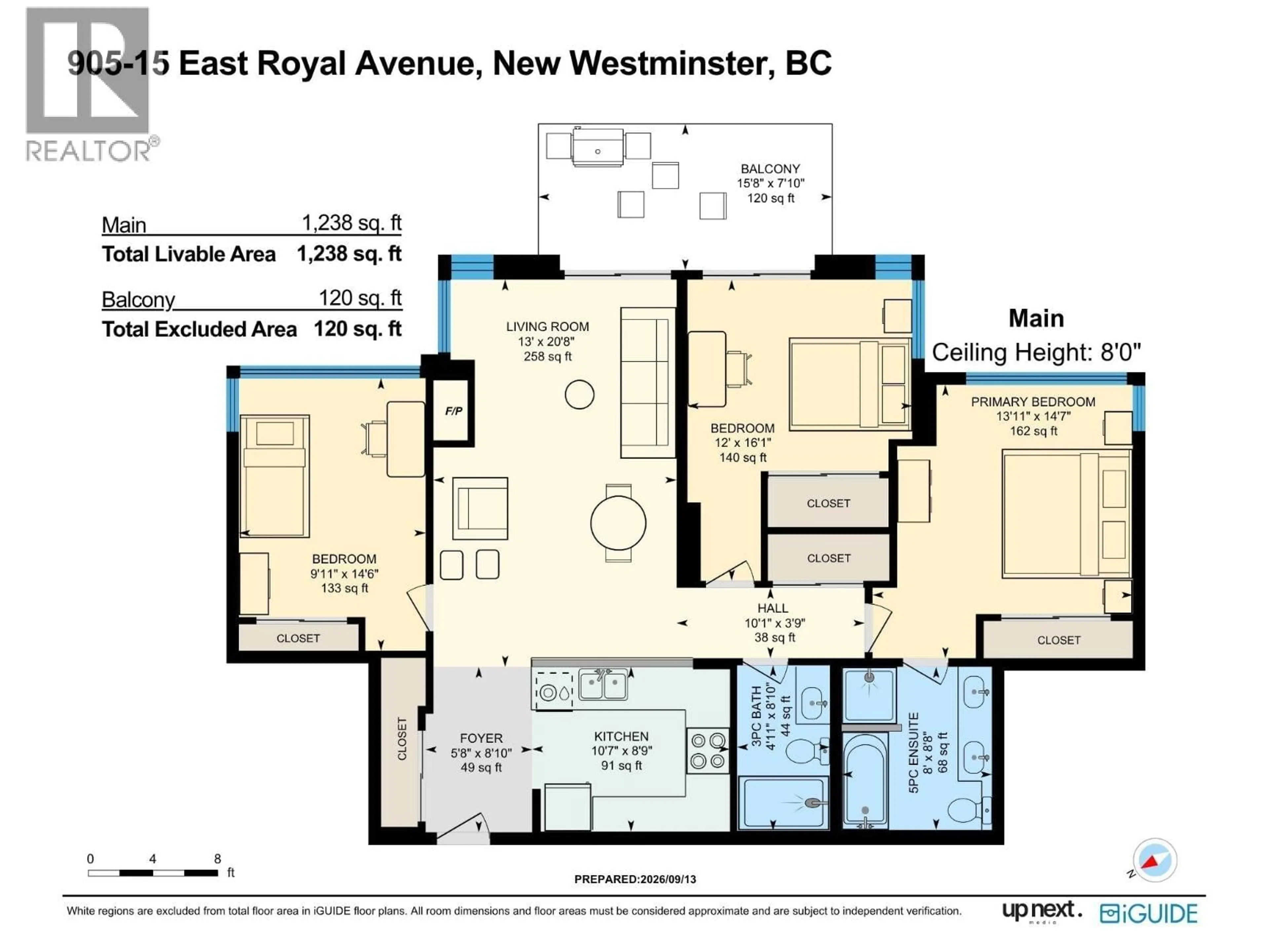 Floor plan for 903 - 15 ROYAL AVENUE, New Westminster British Columbia V3L0A9