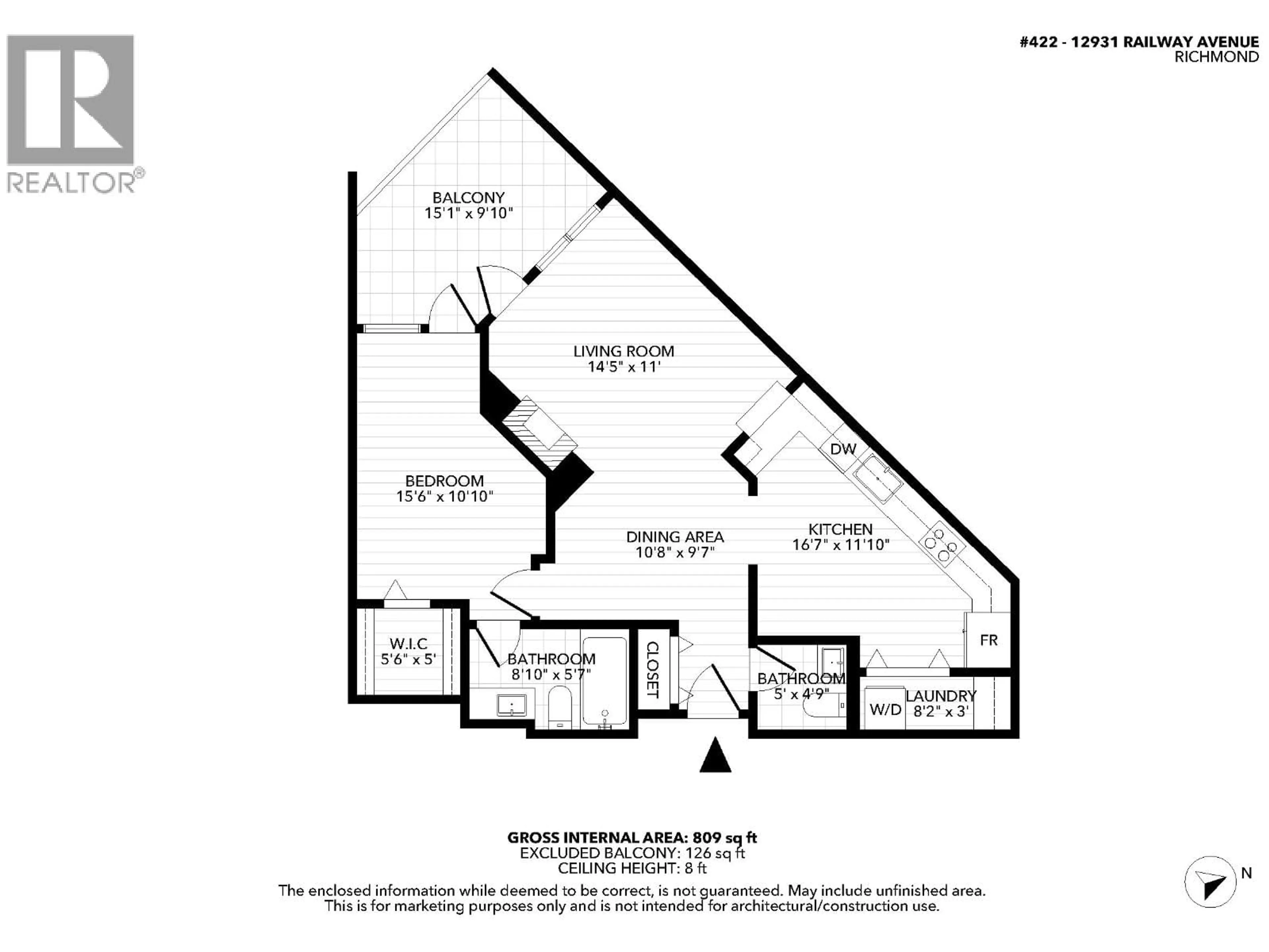 Floor plan for 422 - 12931 RAILWAY AVENUE, Richmond British Columbia V7E6M5