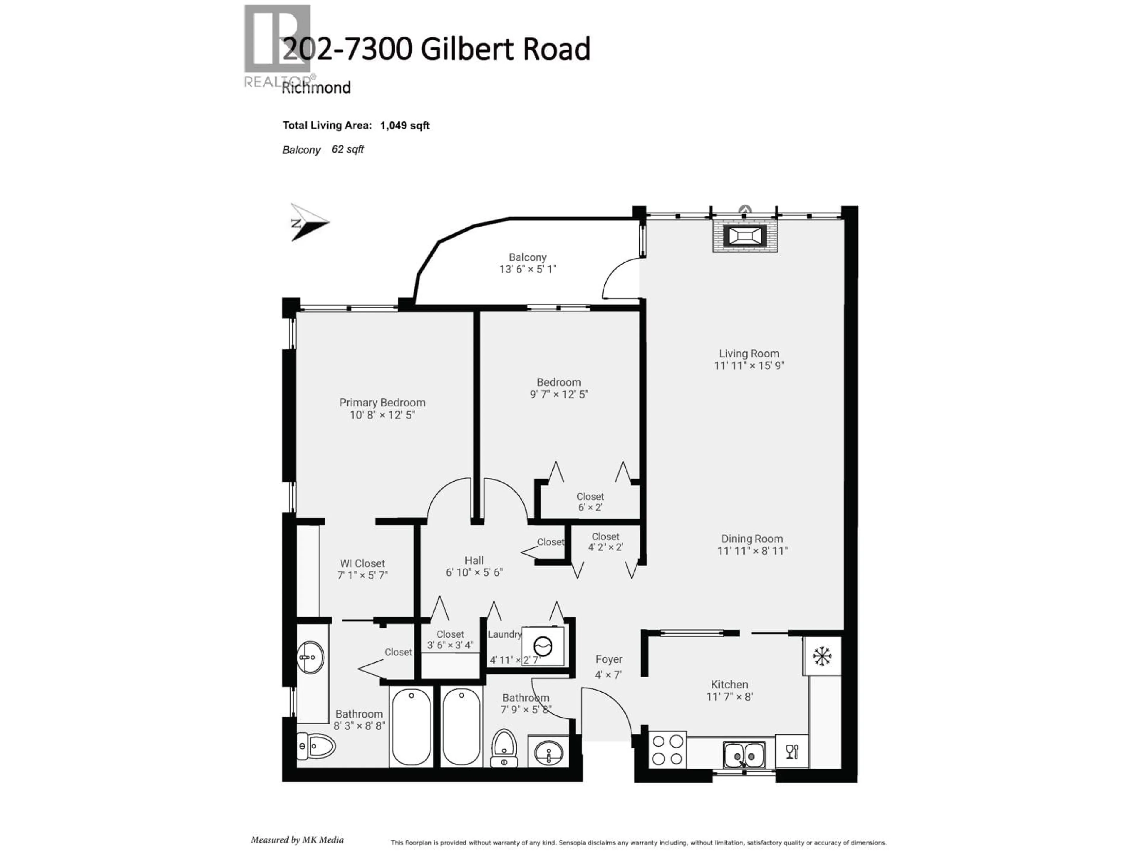 Floor plan for 202 - 7300 GILBERT ROAD, Richmond British Columbia V7C3W2