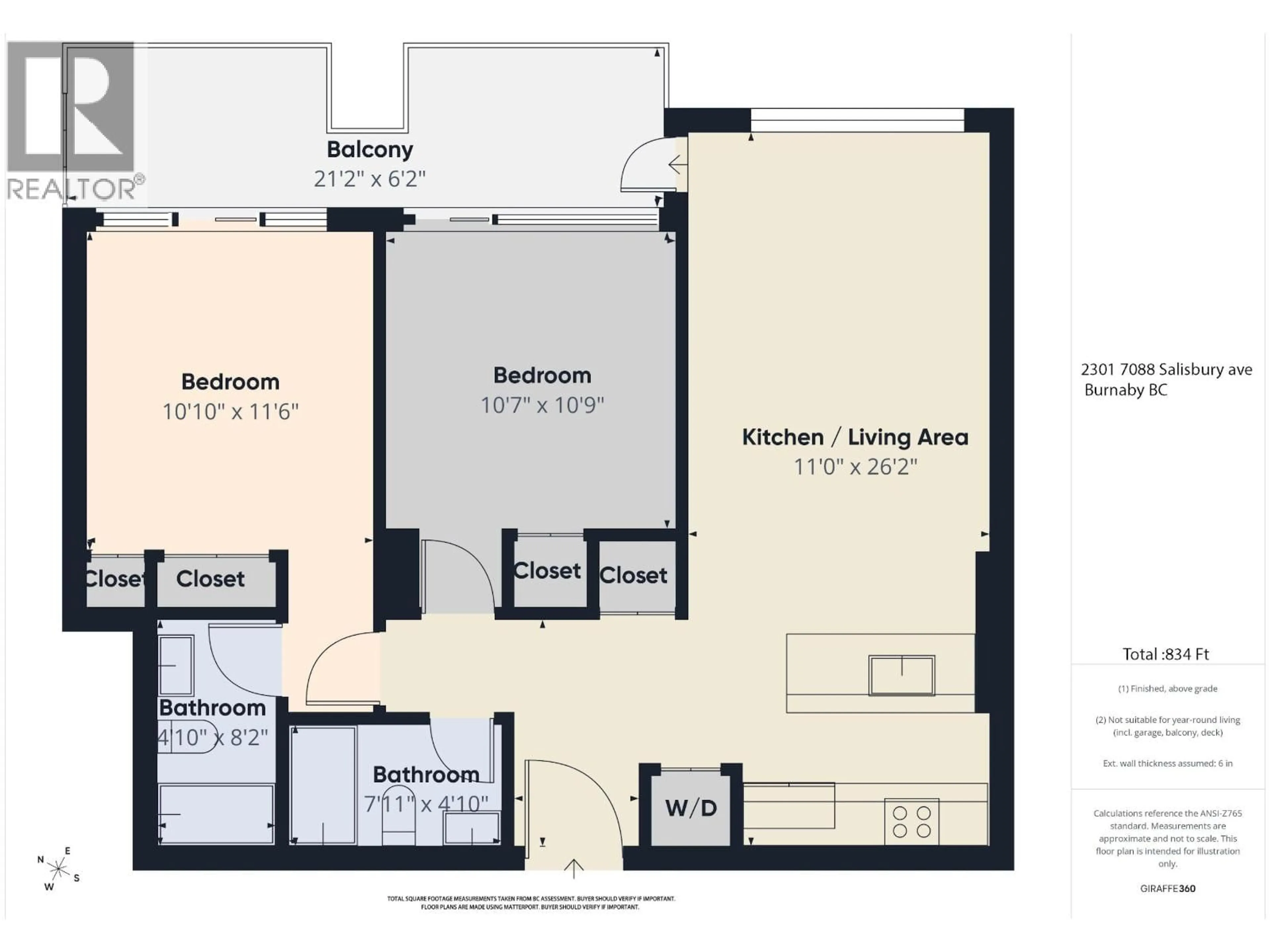 Floor plan for 2301 - 7088 SALISBURY AVENUE, Burnaby British Columbia V5E0A4