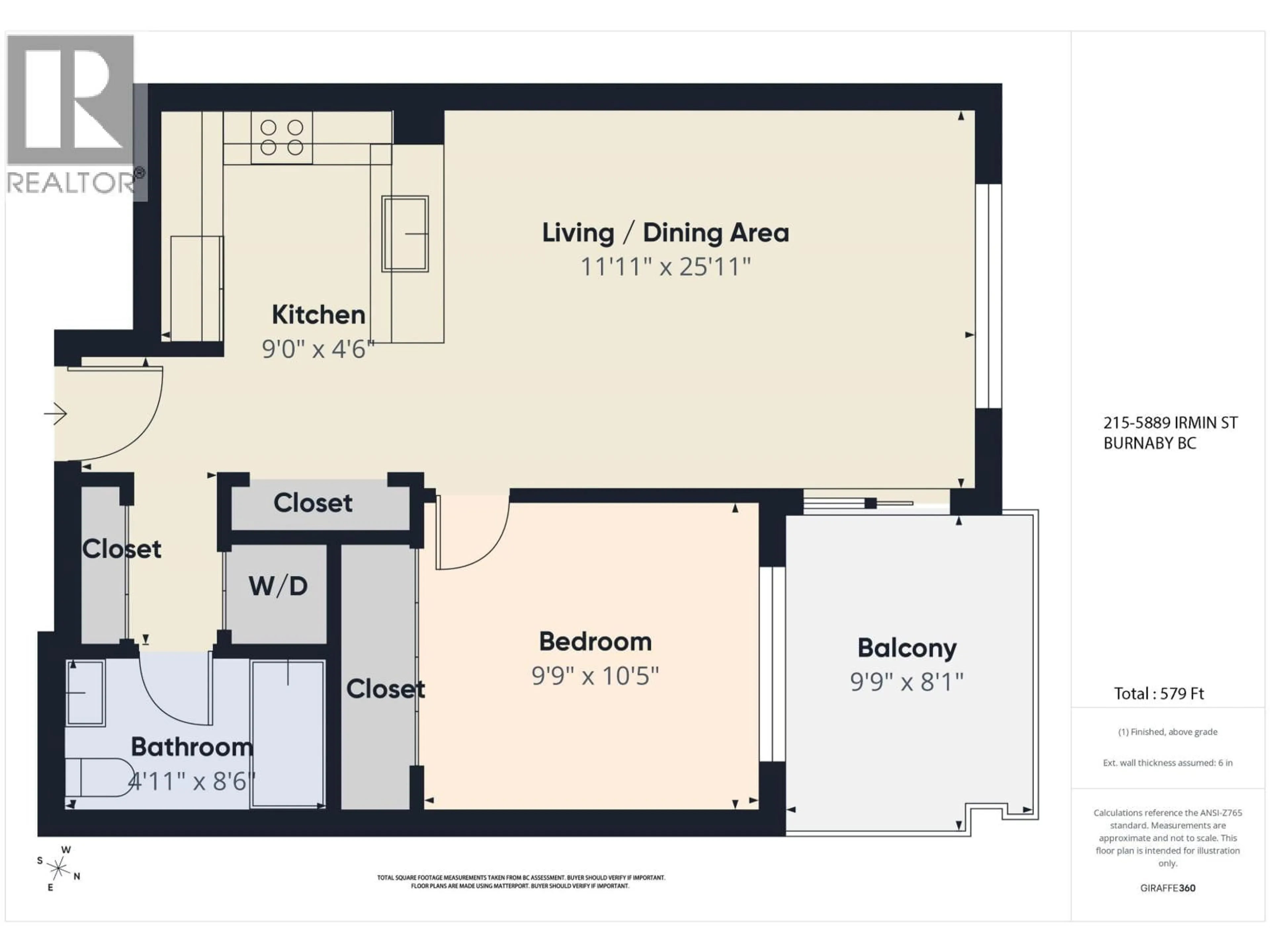 Floor plan for 215 - 5889 IRMIN STREET, Burnaby British Columbia V5J0C1