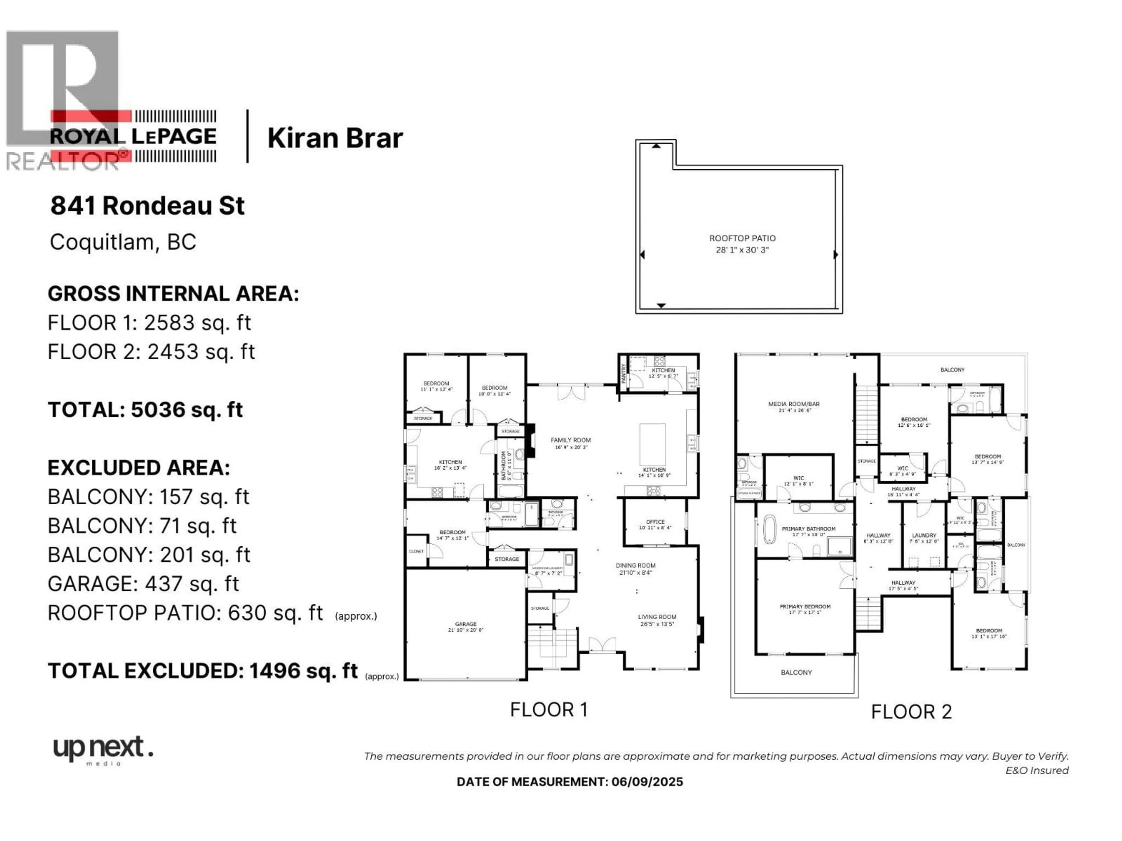 Floor plan for 841 RONDEAU STREET, Coquitlam British Columbia V3J5Z4
