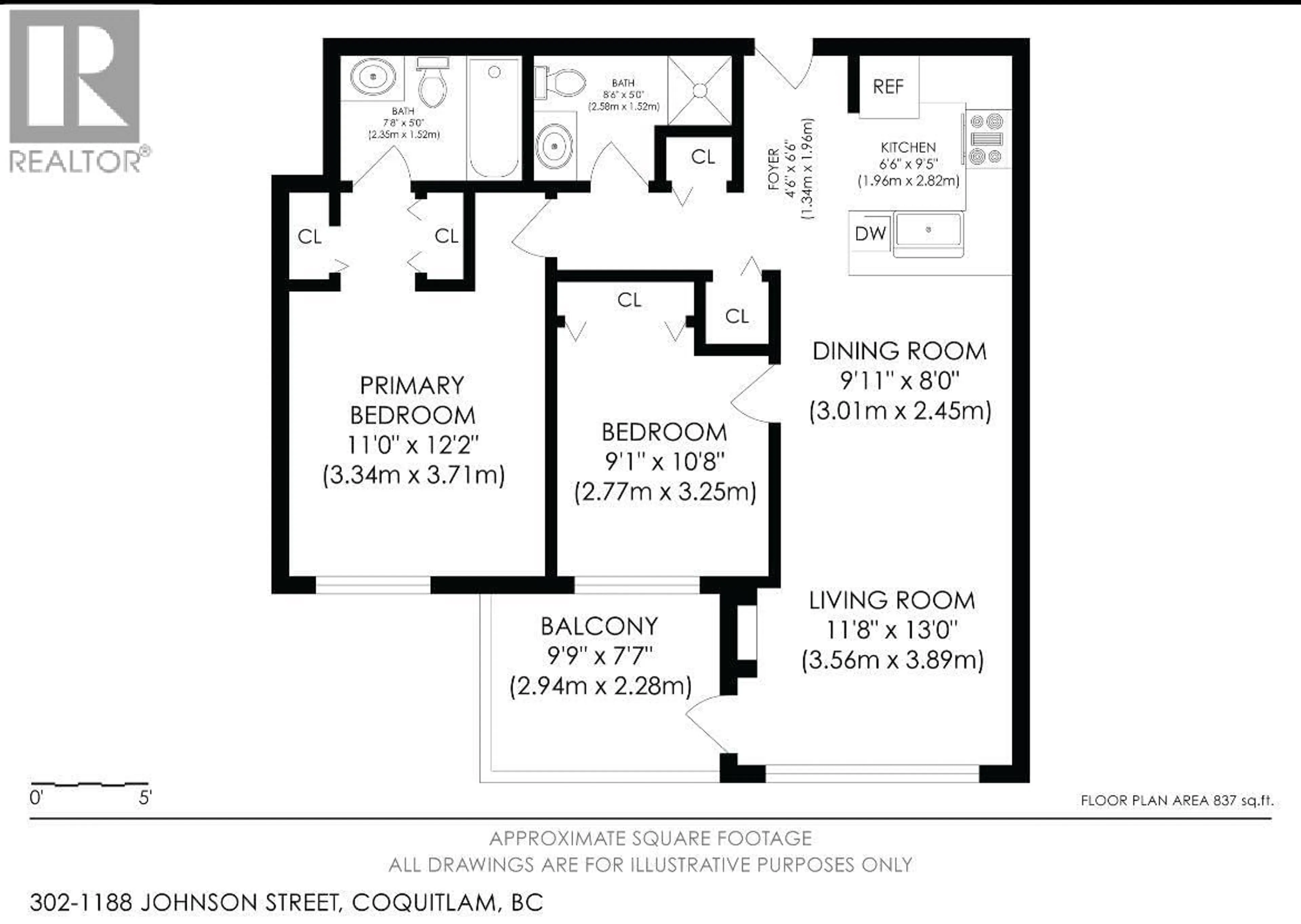 Floor plan for 302 - 1188 JOHNSON STREET, Coquitlam British Columbia V3B0H7