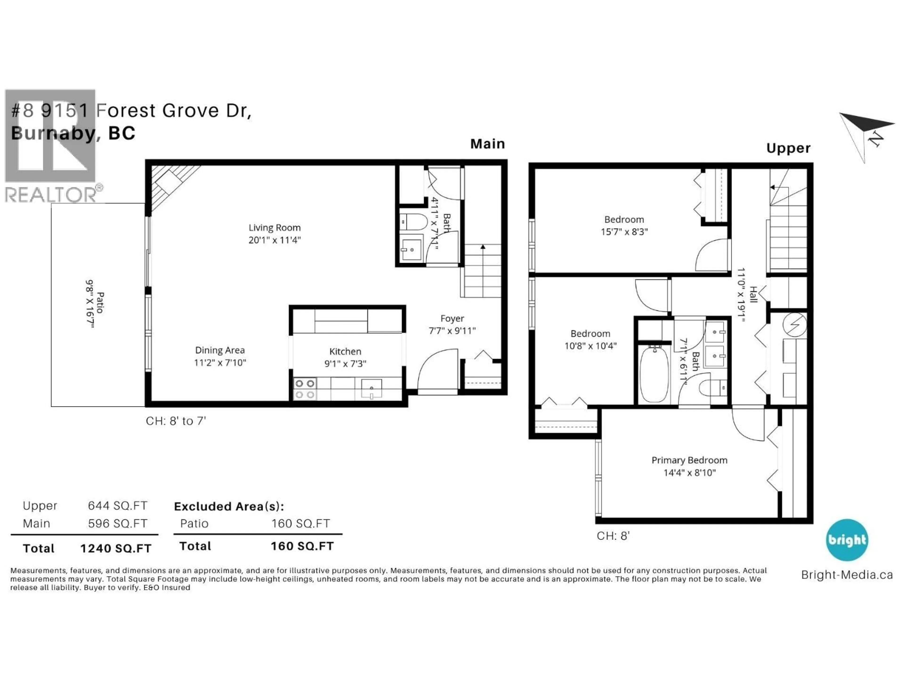 Floor plan for 8 - 9151 FOREST GROVE DRIVE, Burnaby British Columbia V5A3Z5