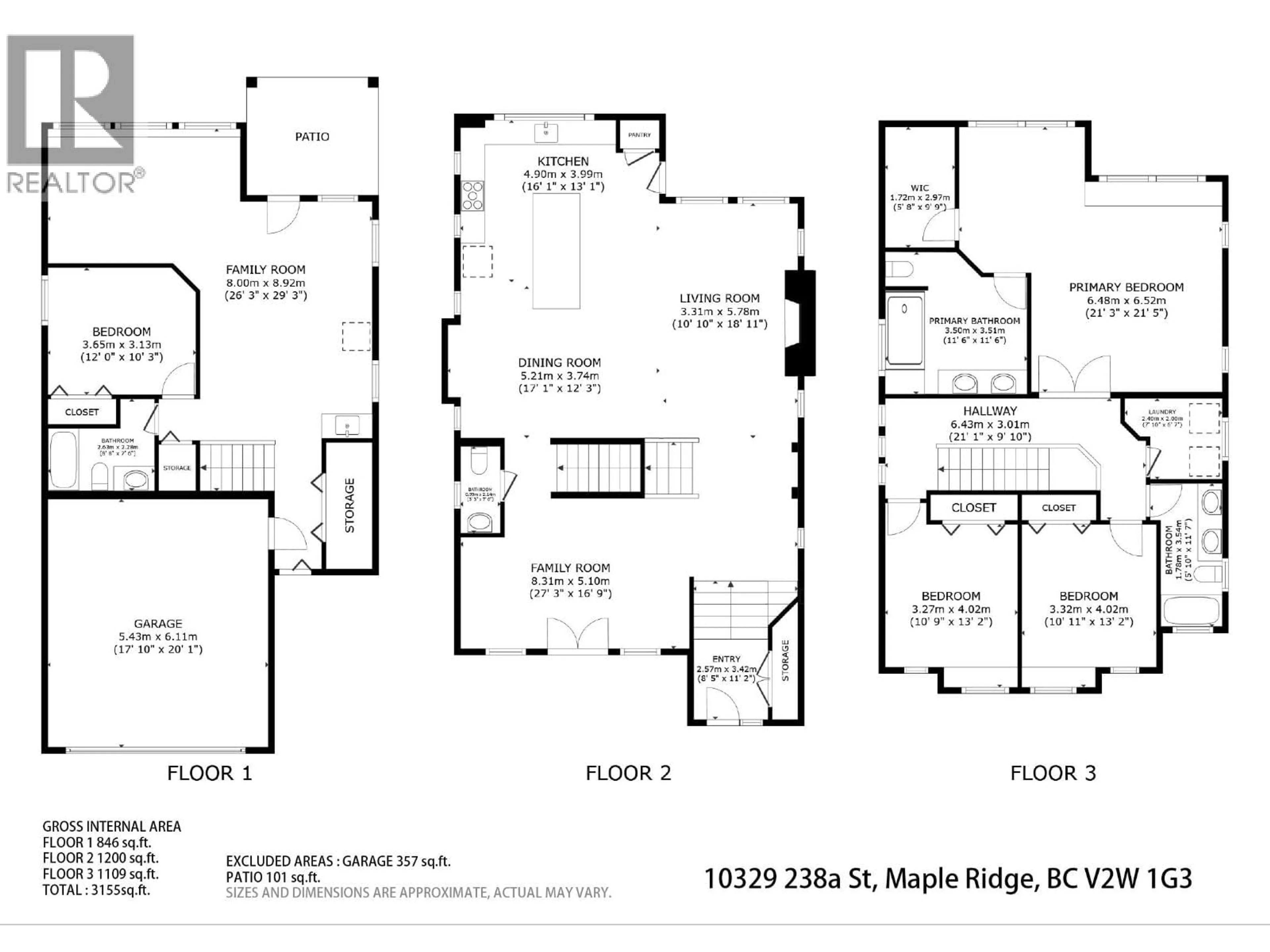 Floor plan for 10329 238A STREET, Maple Ridge British Columbia V2W1G3