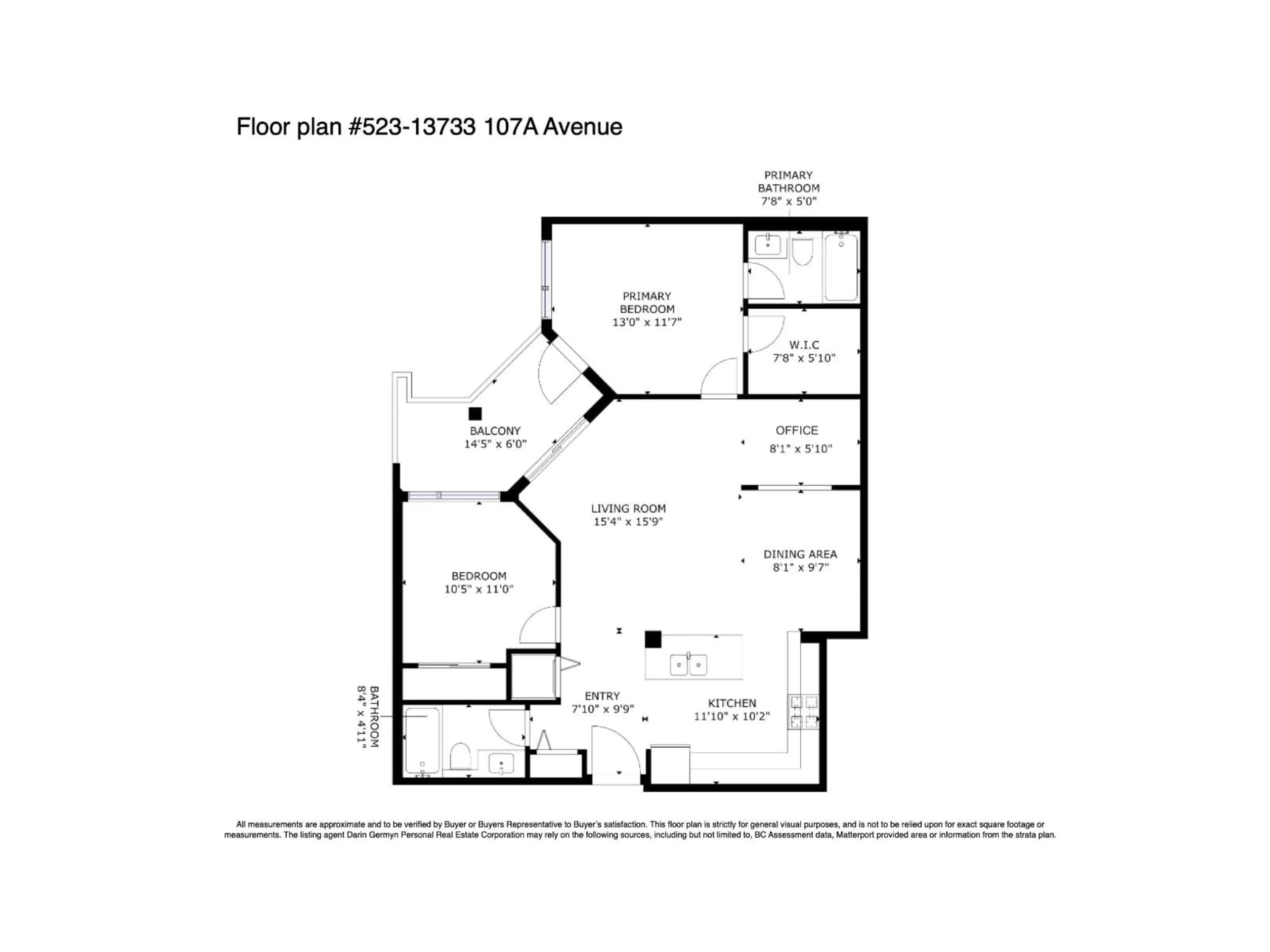 Floor plan for 523 - 13733 107A AVENUE, Surrey British Columbia V3T0B7