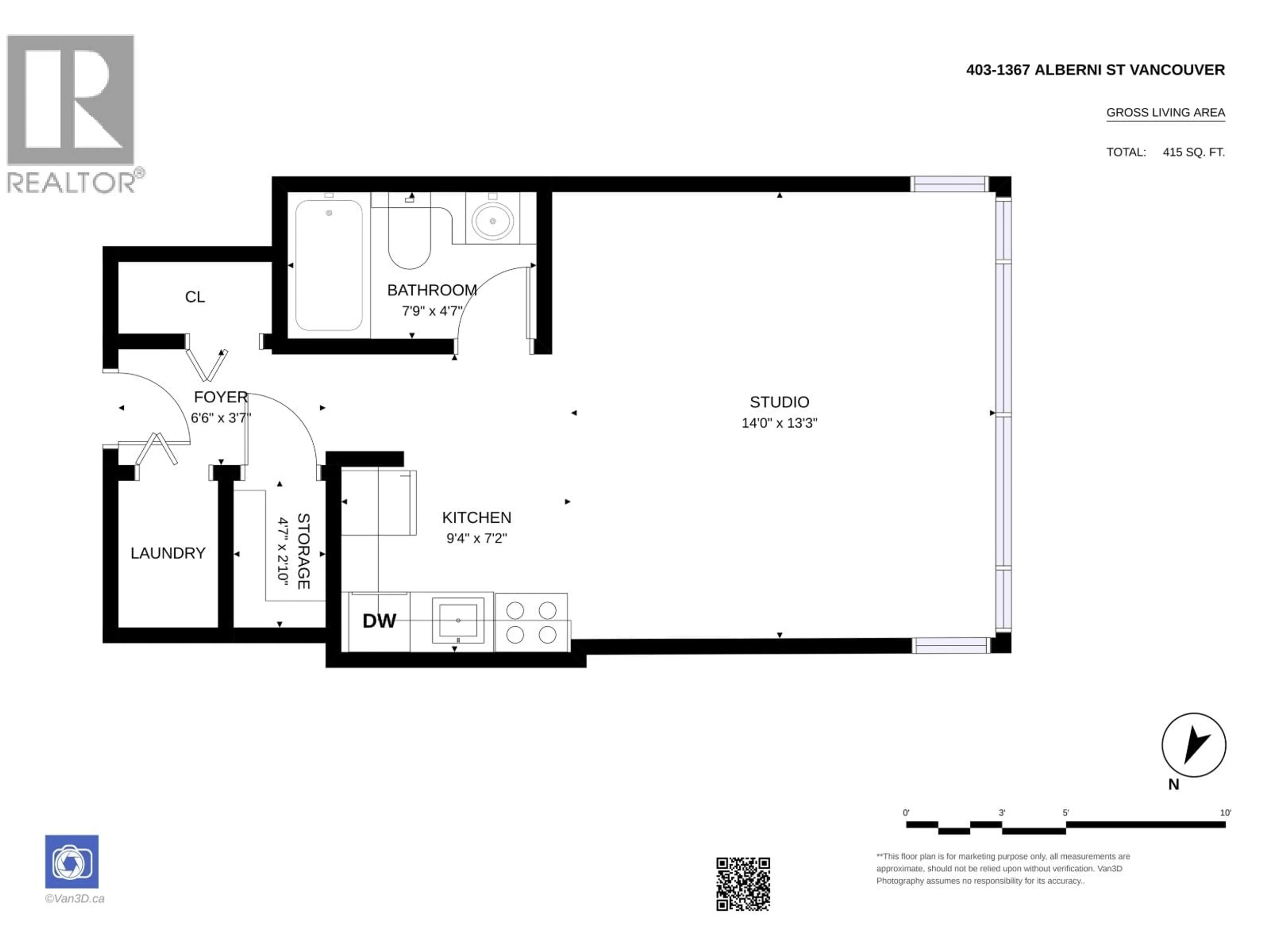 Floor plan for 403 - 1367 ALBERNI STREET, Vancouver British Columbia V6E4R9