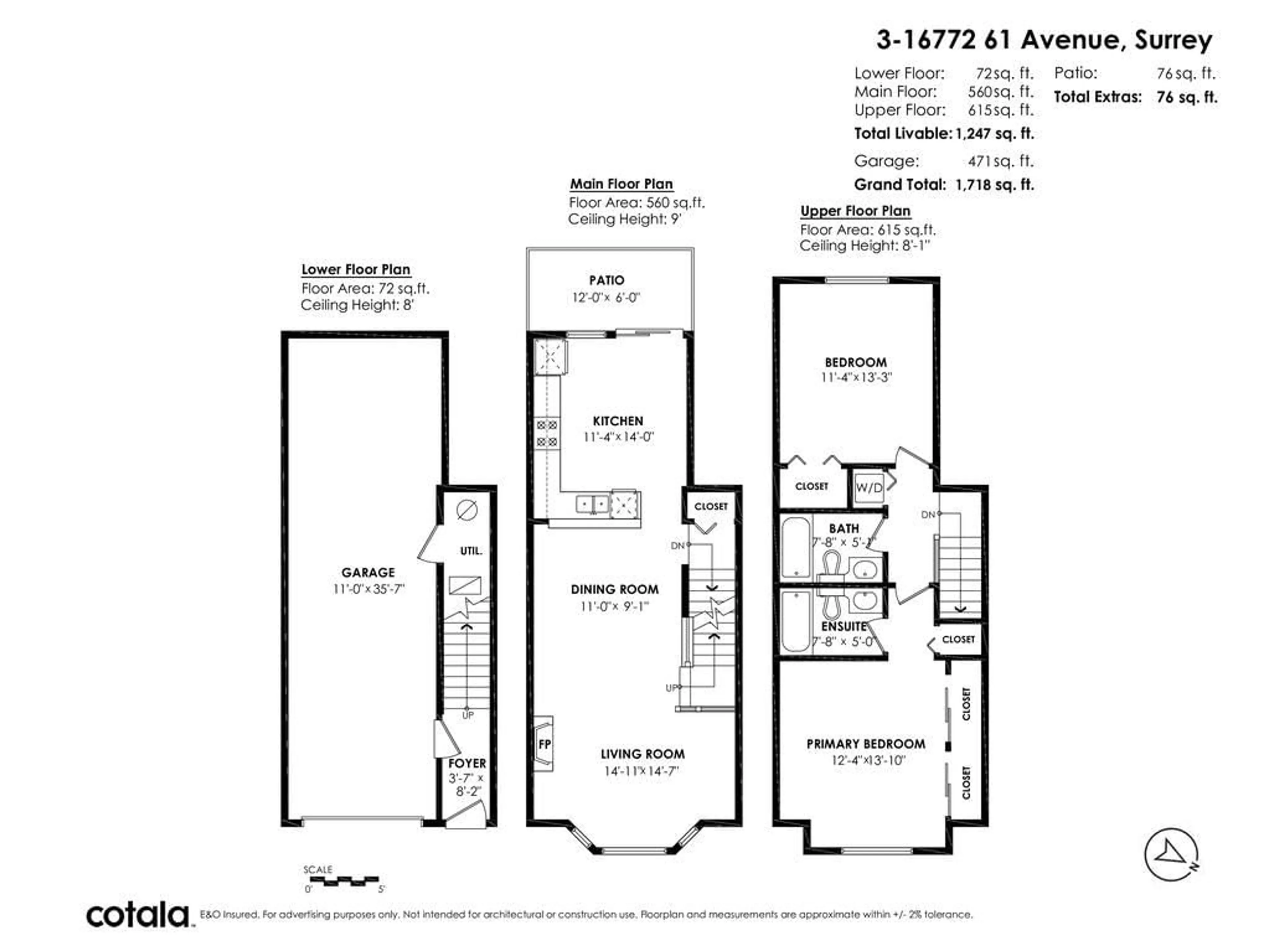 Floor plan for 3 - 16772 61 AVENUE, Surrey British Columbia V3S4P2
