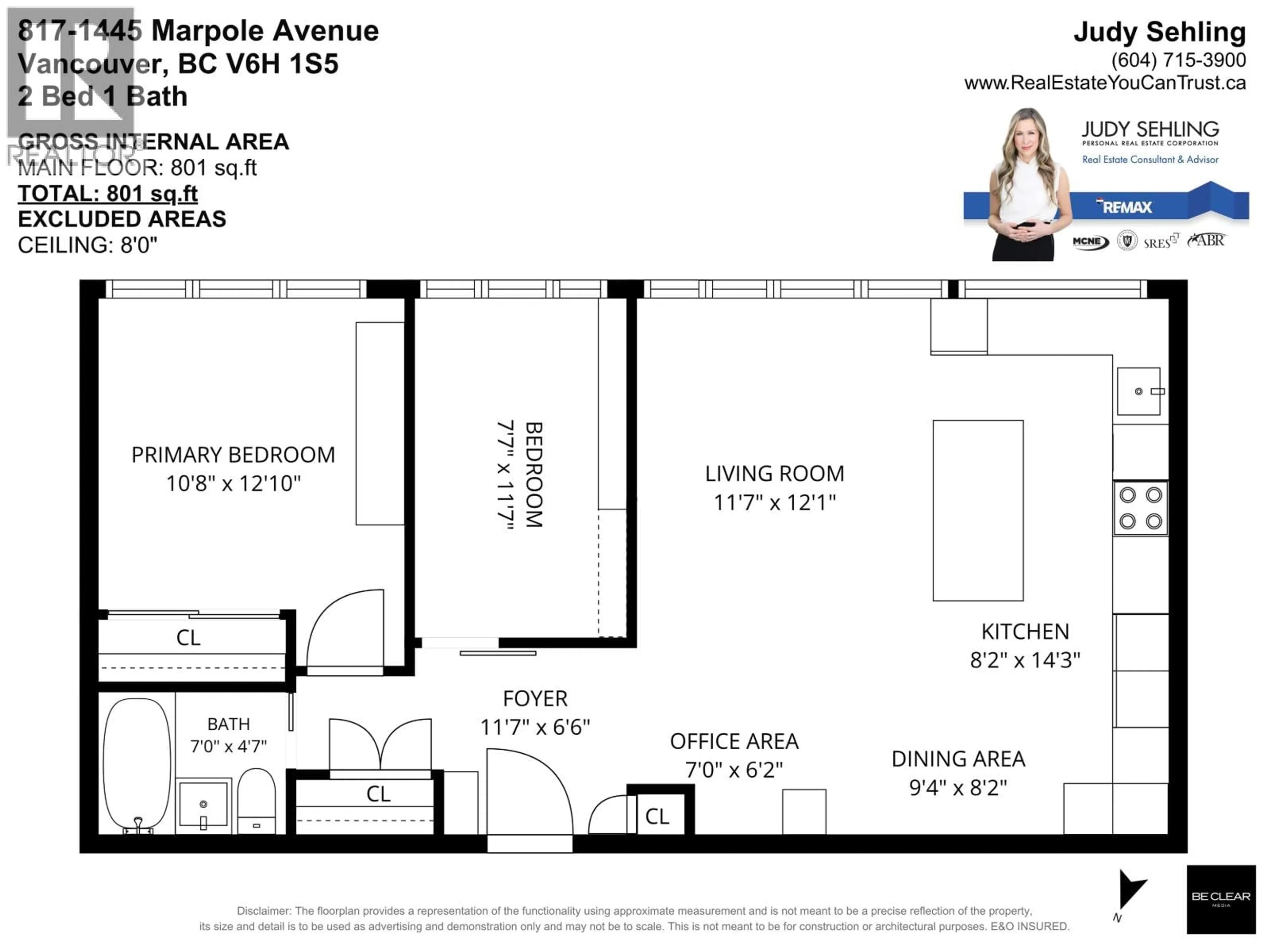Floor plan for 817 - 1445 MARPOLE AVENUE, Vancouver British Columbia V6H1S5