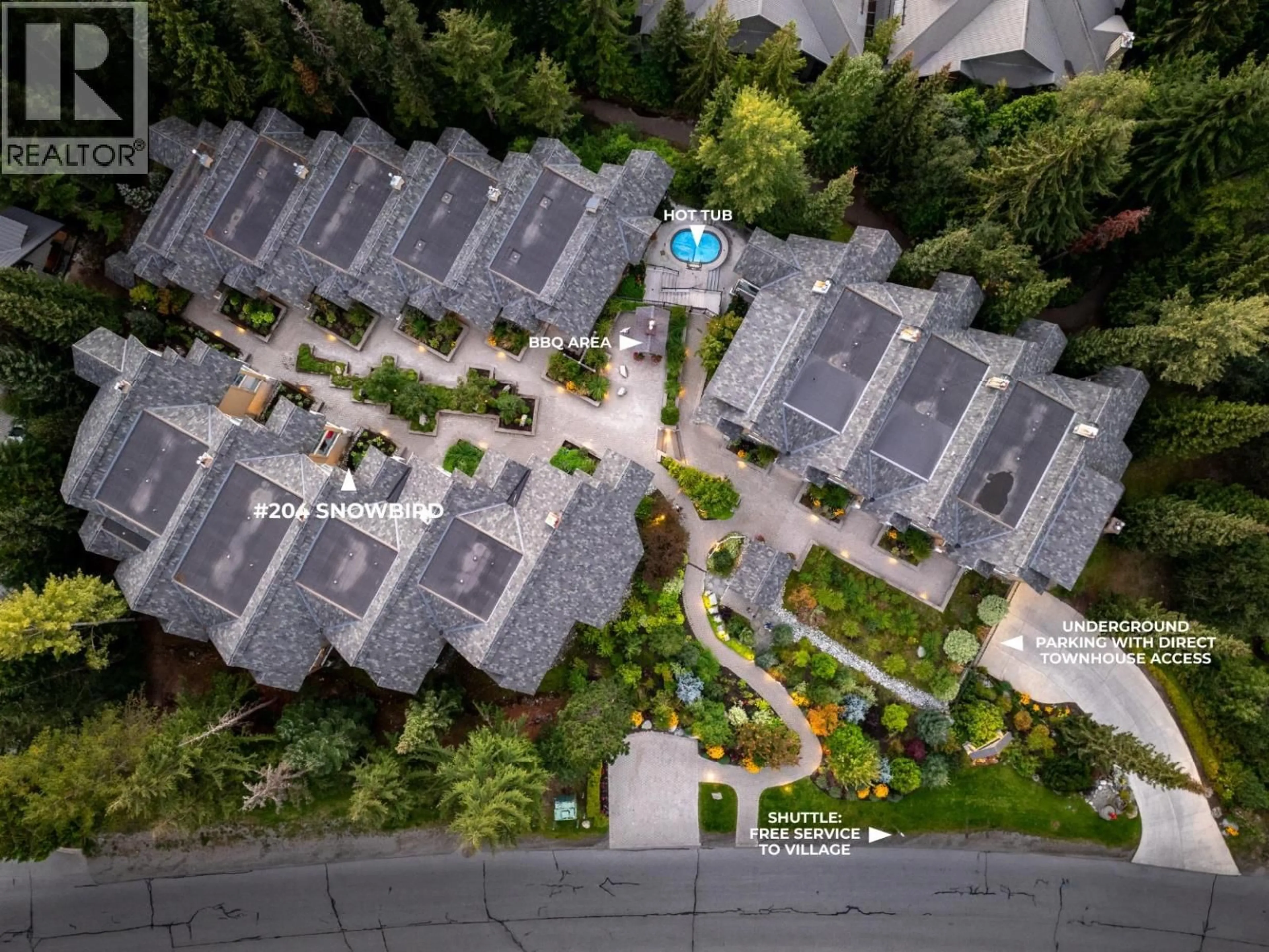 A pic from outside/outdoor area/front of a property/back of a property/a pic from drone, city buildings view from balcony for 204 - 4865 PAINTED CLIFF ROAD, Whistler British Columbia V0N1B4
