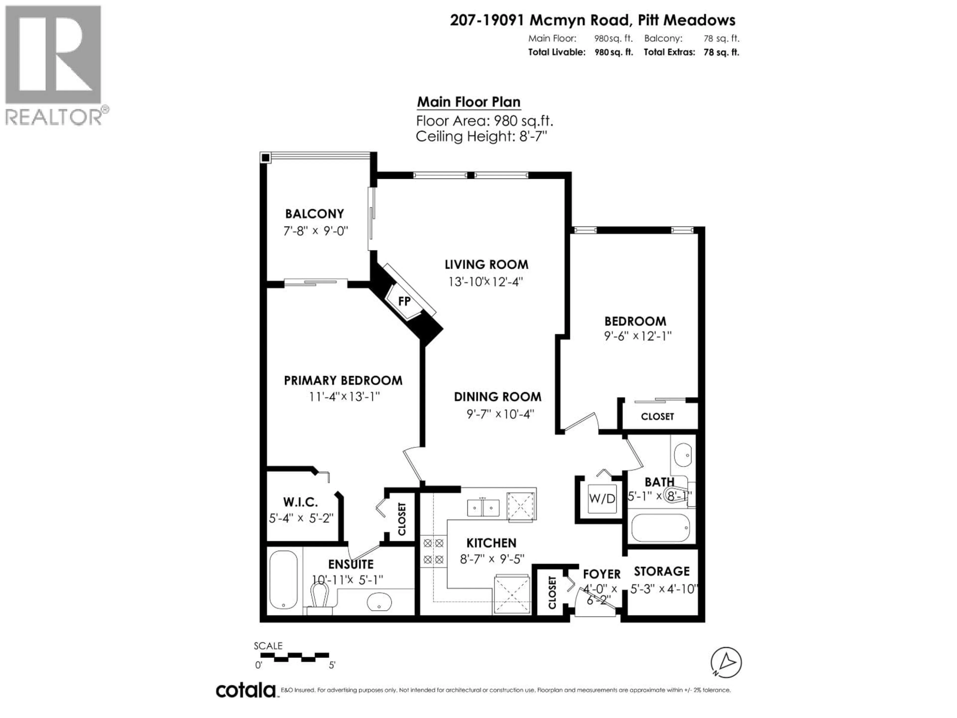 Floor plan for 207 - 19091 MCMYN ROAD, Pitt Meadows British Columbia V3Y2S8