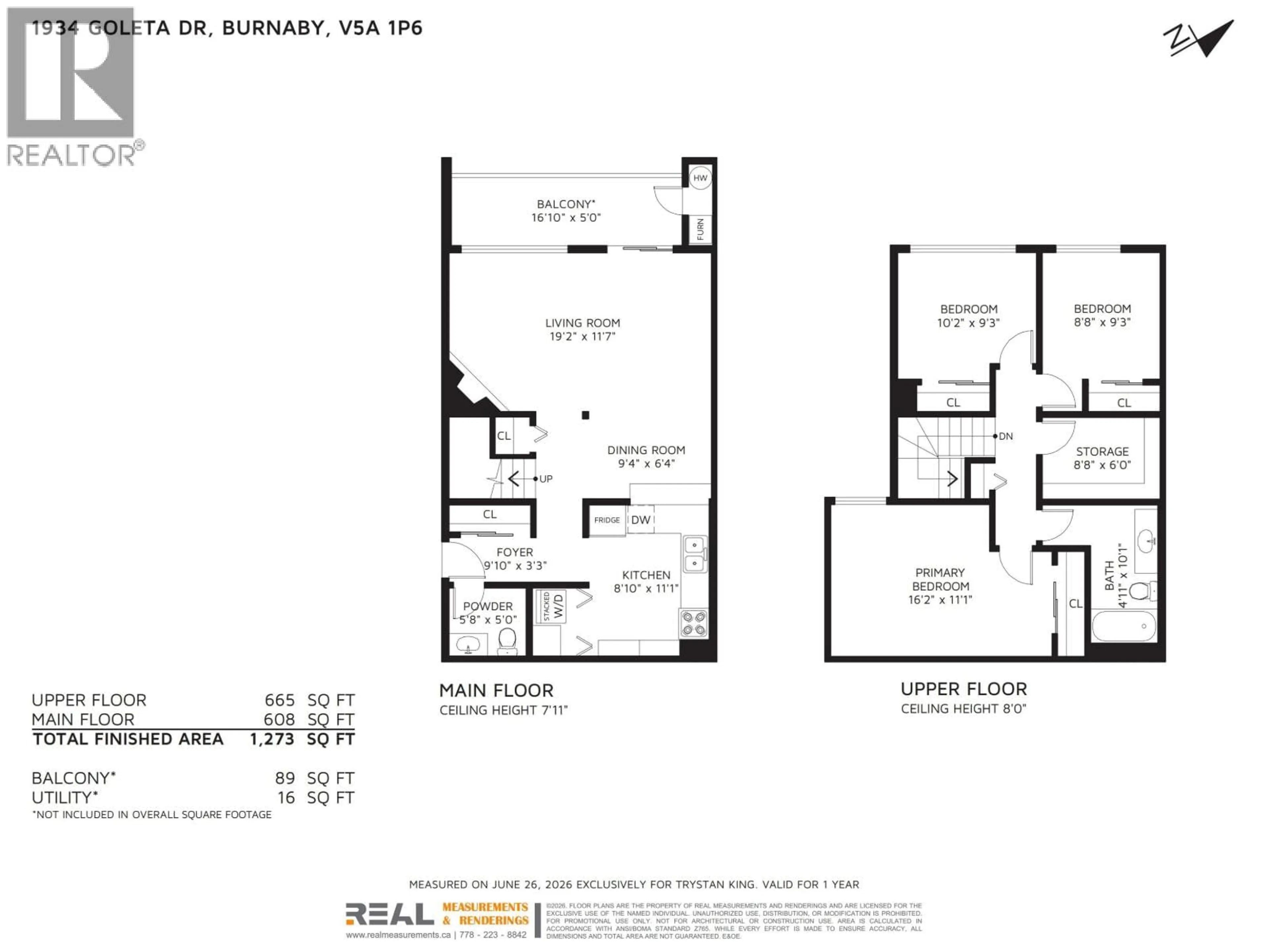 Floor plan for 1934 GOLETA DRIVE, Burnaby British Columbia V5A1P6