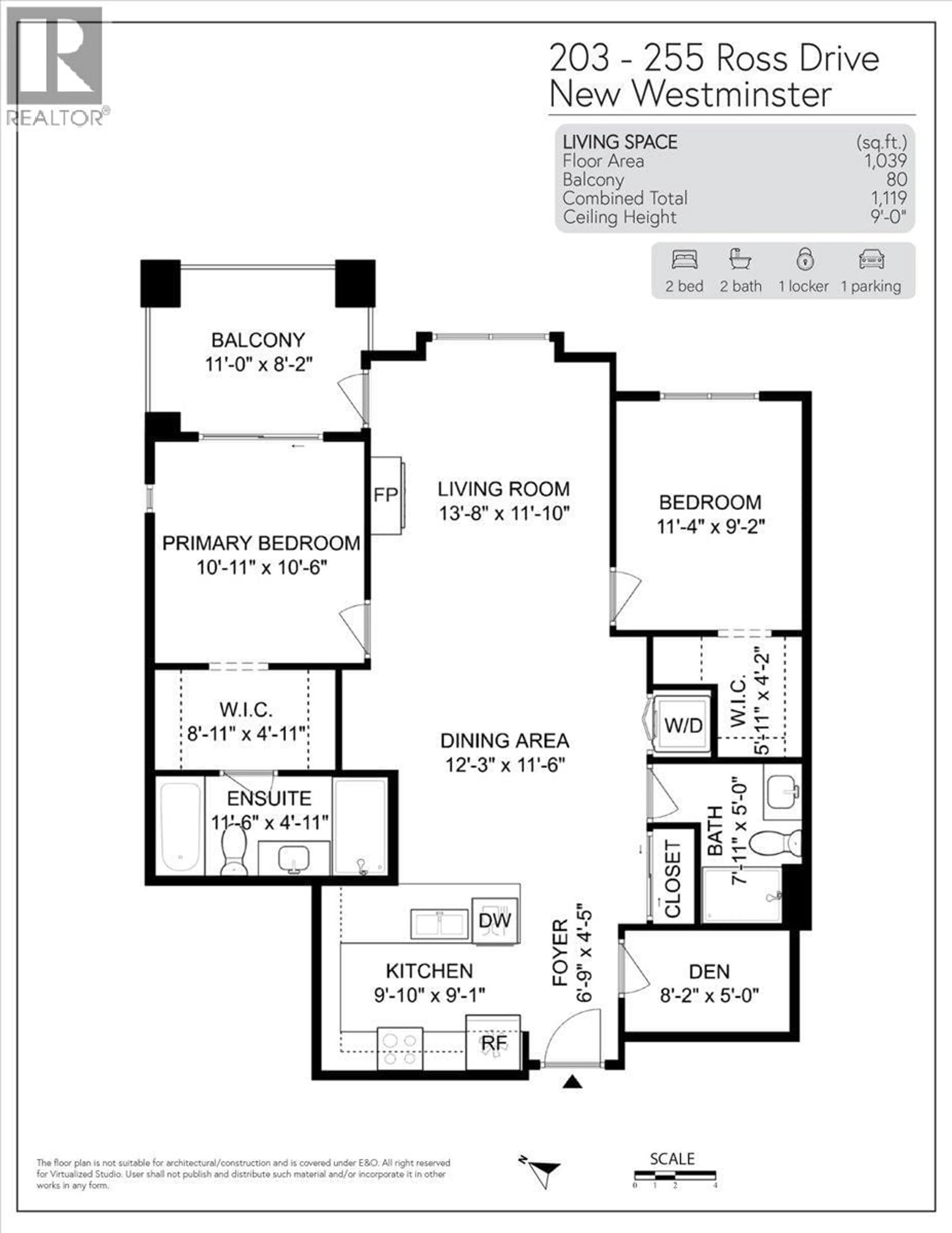 Floor plan for 203 - 255 ROSS DRIVE, New Westminster British Columbia V3L0C7