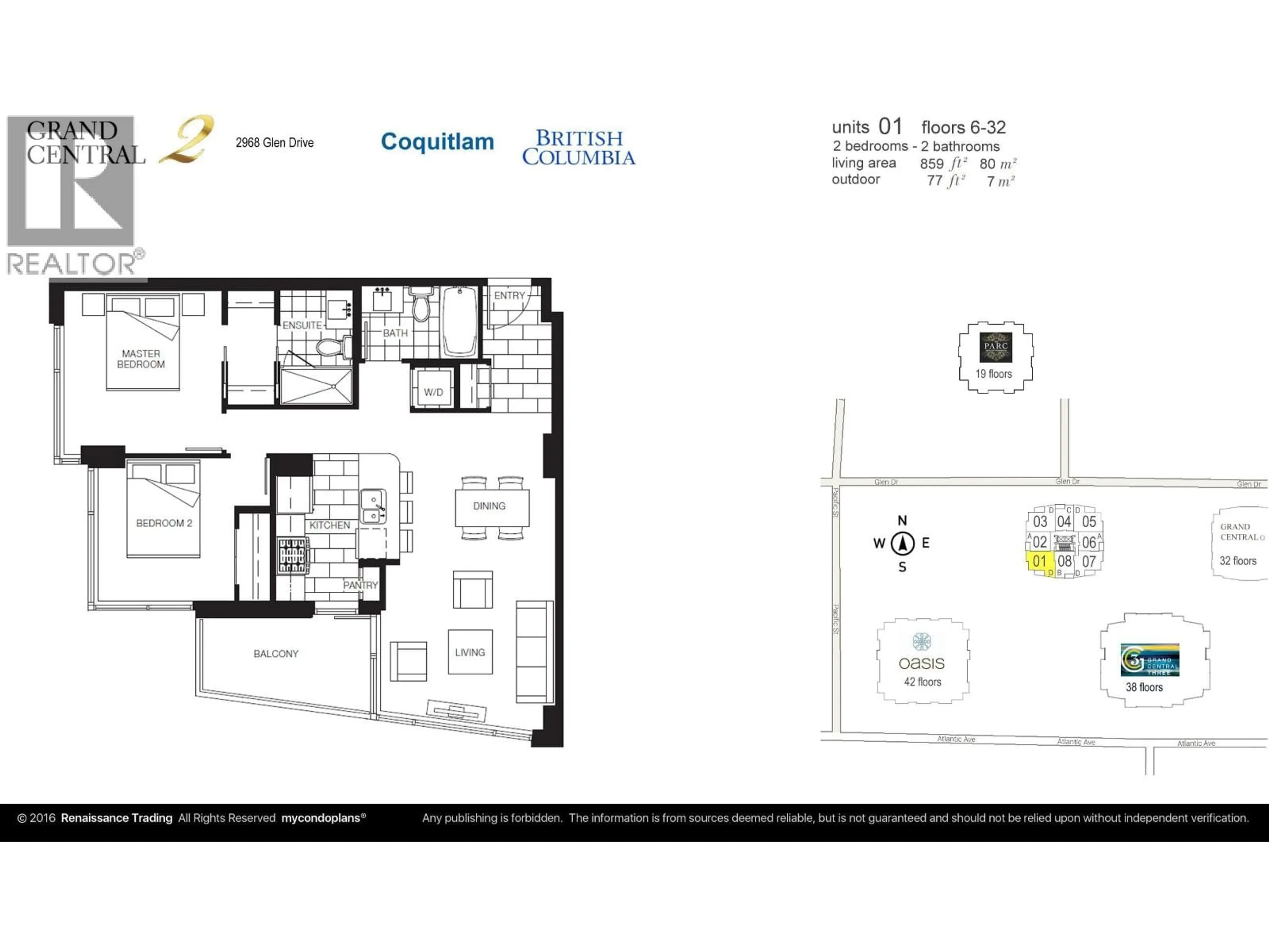 Floor plan for 2501 - 2968 GLEN DRIVE, Coquitlam British Columbia V3B0C4