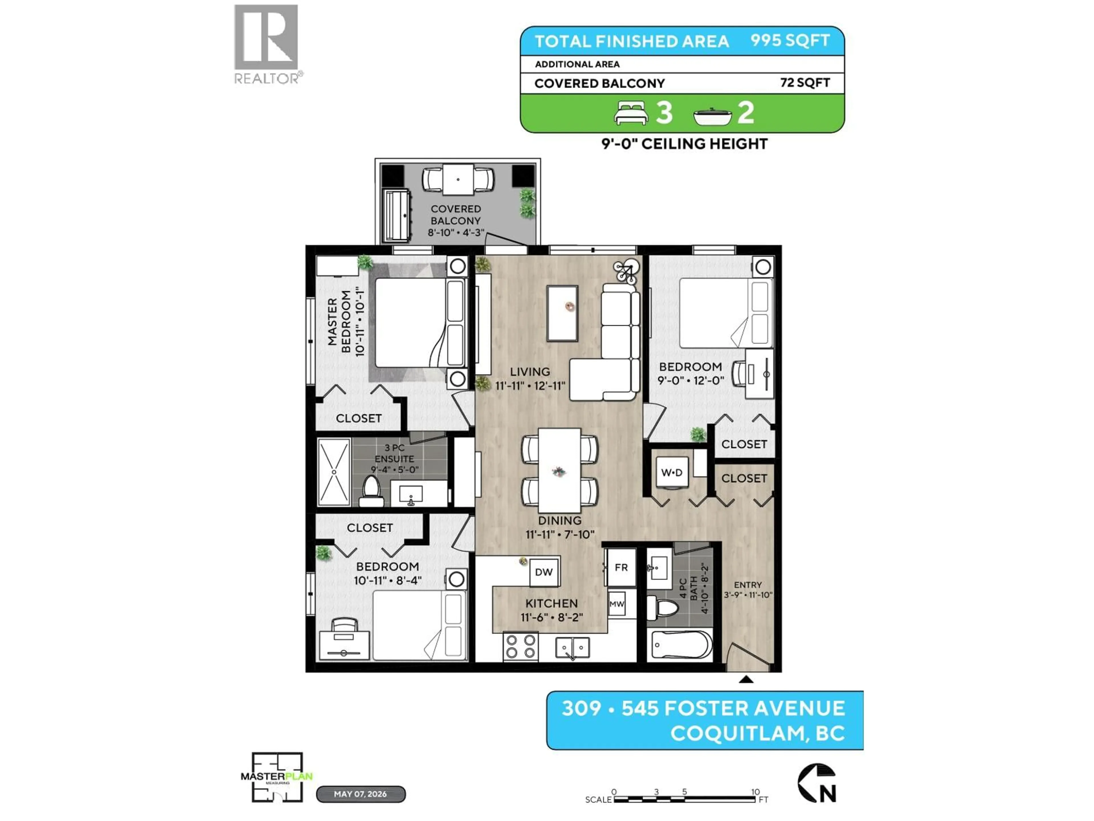 Floor plan for 309 - 545 FOSTER AVENUE, Coquitlam British Columbia V3J0B3