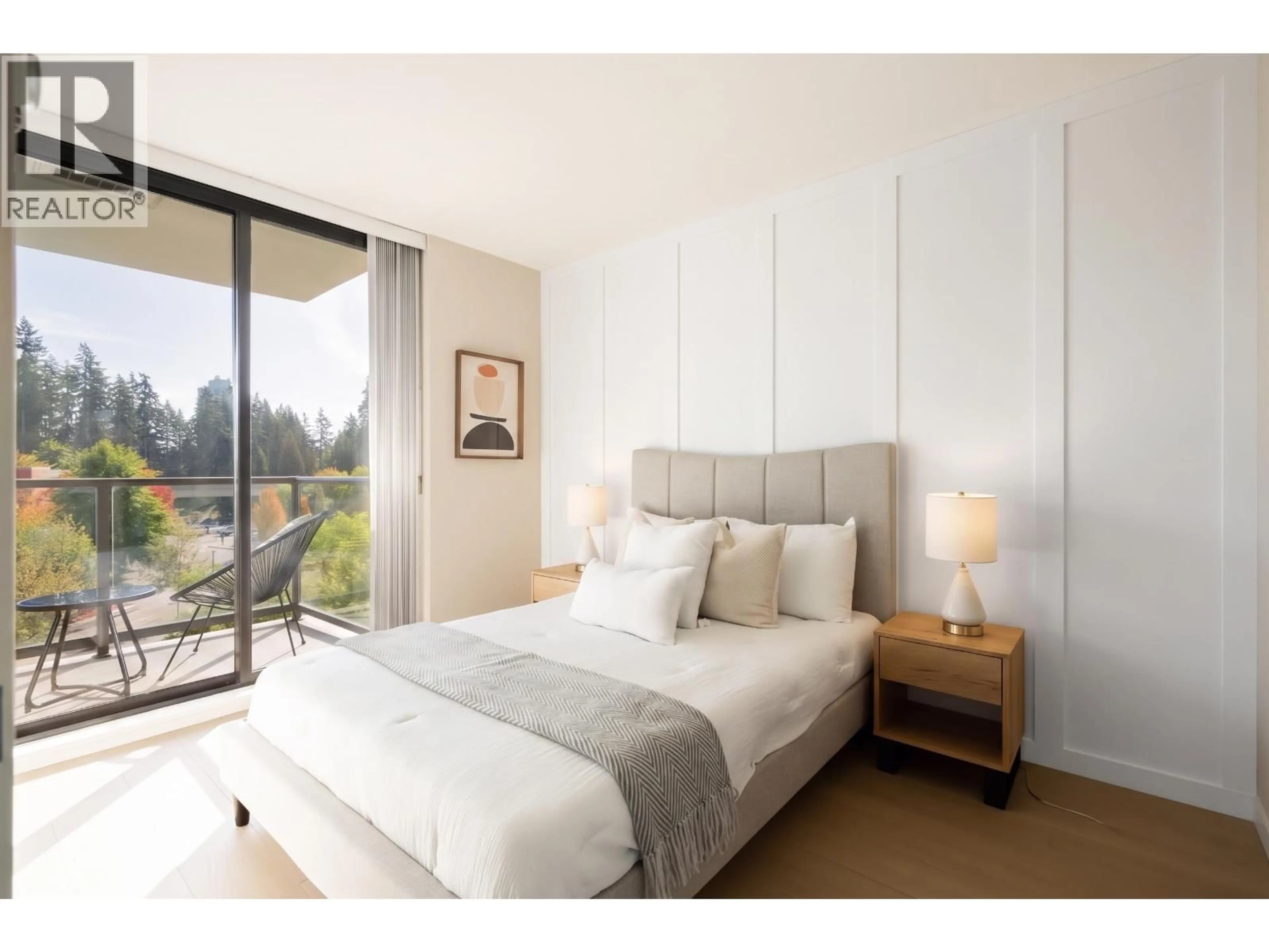 Bedroom with bed, wood/laminate floor for 608 - 2982 BURLINGTON DRIVE, Coquitlam British Columbia V3B0B3
