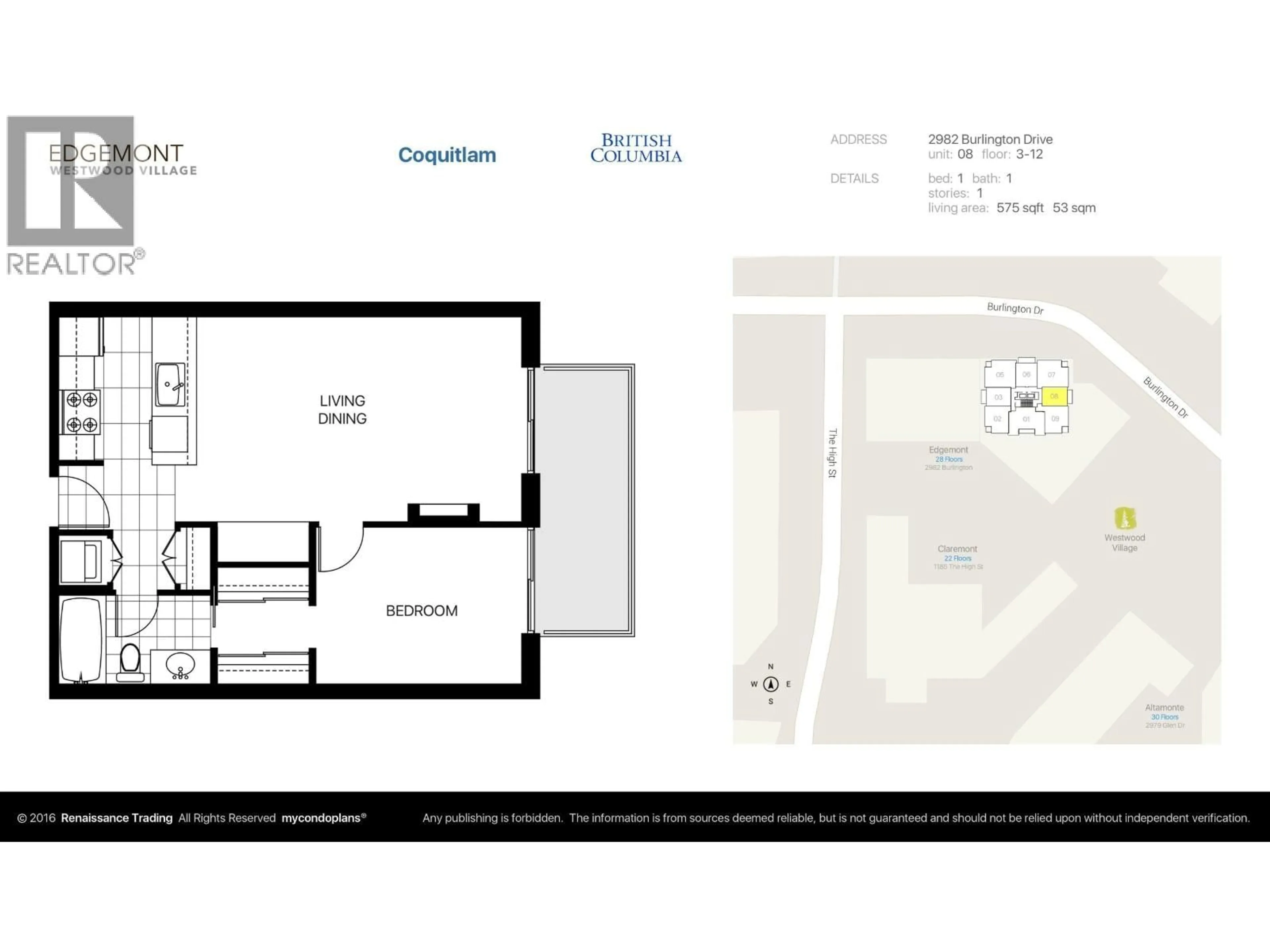 Floor plan for 608 - 2982 BURLINGTON DRIVE, Coquitlam British Columbia V3B0B3