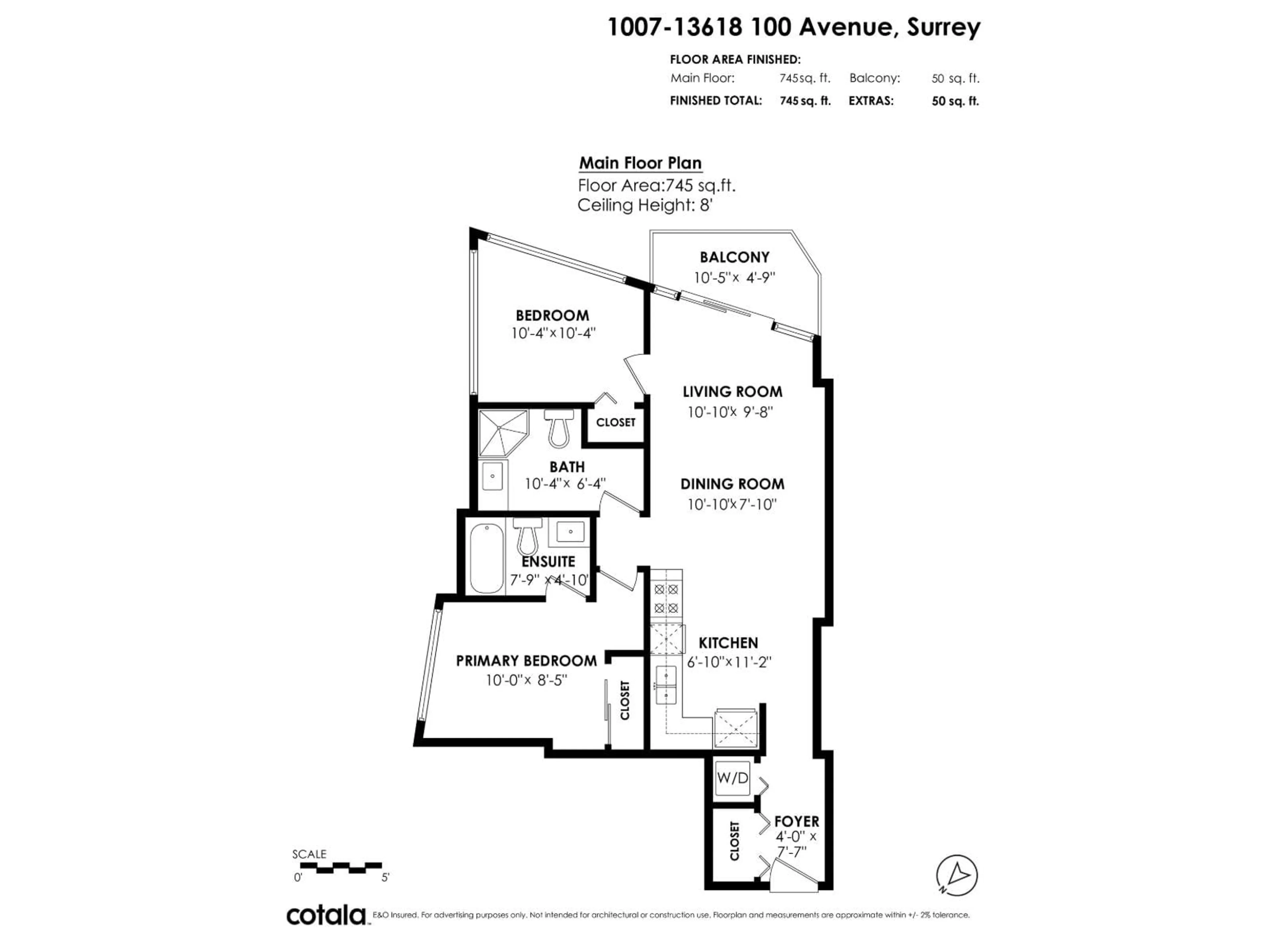 Floor plan for 1007 - 13618 100 AVENUE, Surrey British Columbia V3T0A8