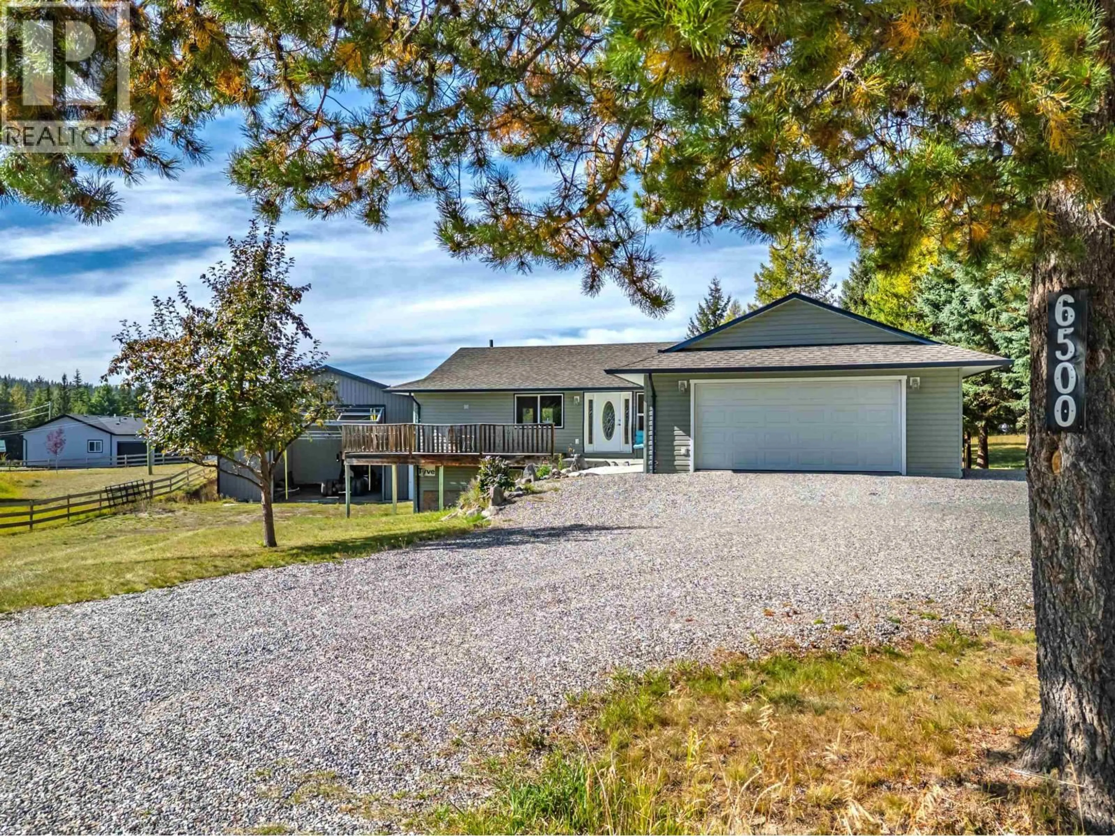A pic from outside/outdoor area/front of a property/back of a property/a pic from drone, street for 6500 GREY CRESCENT, 100 Mile House British Columbia V0K2E3