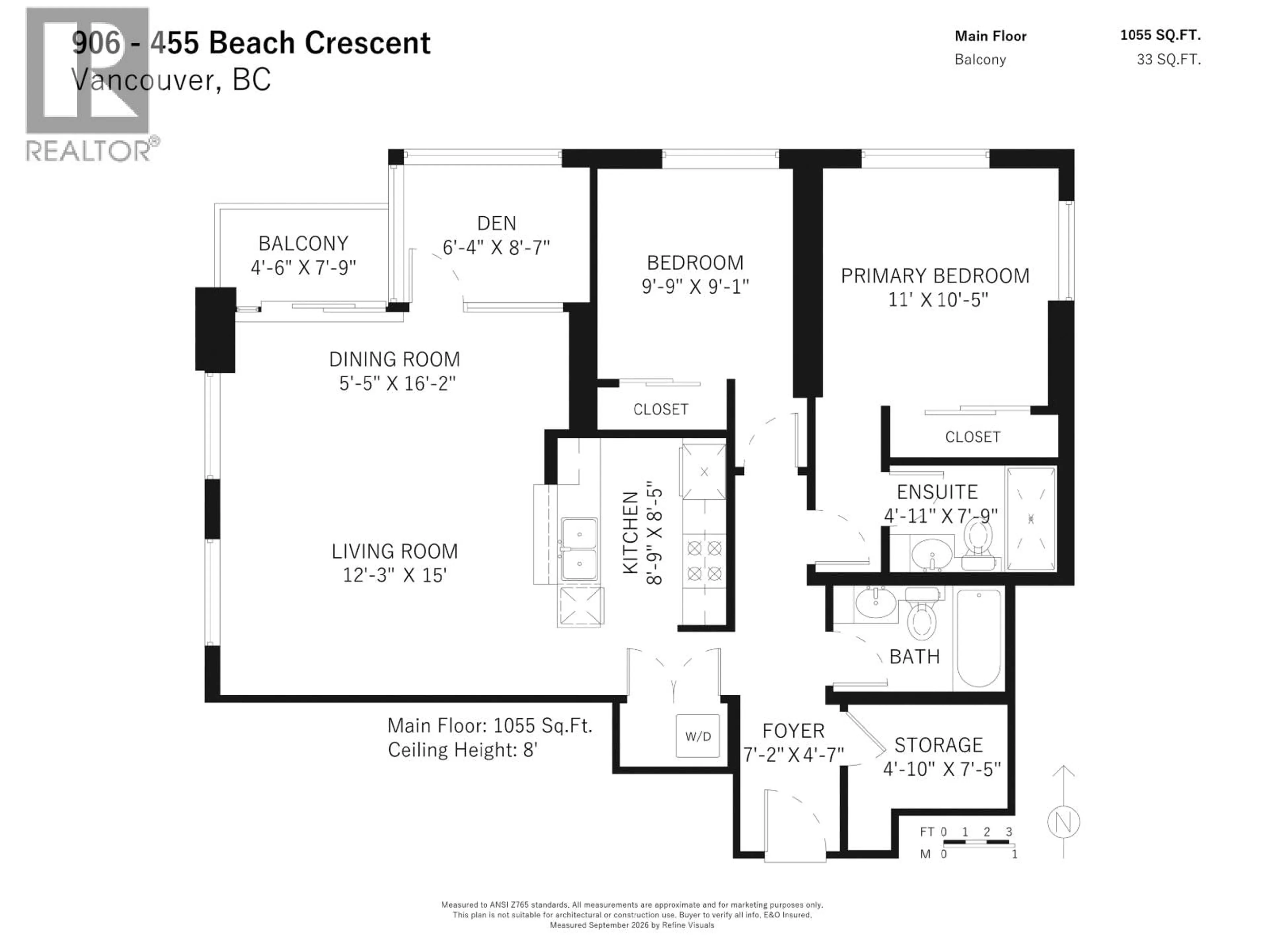 Floor plan for 906 - 455 BEACH CRESCENT, Vancouver British Columbia V6Z3E5
