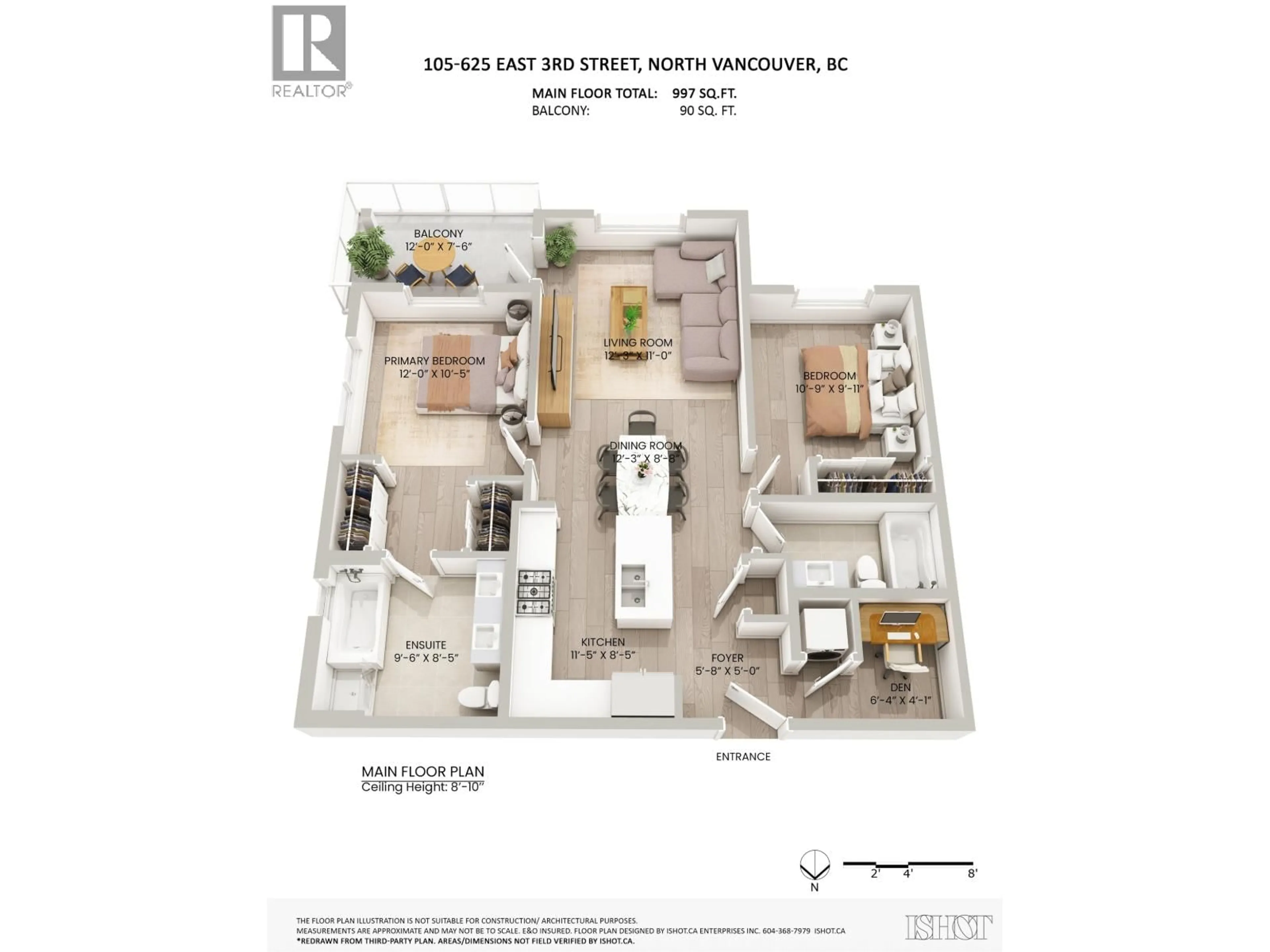 Floor plan for 105 - 625 3RD STREET, North Vancouver British Columbia V7L1G6