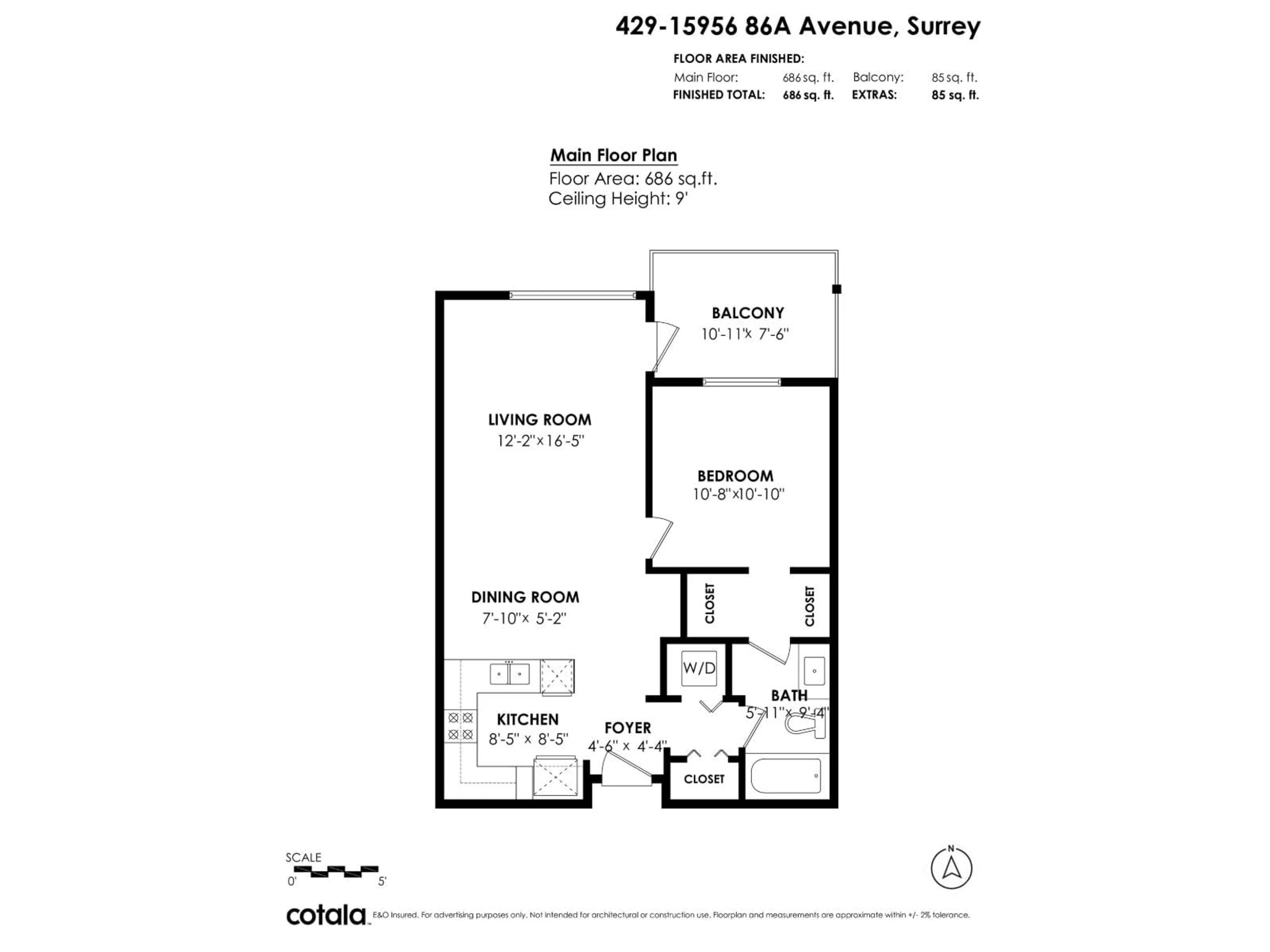 Floor plan for 429 - 15956 86A AVENUE, Surrey British Columbia V4N6N8
