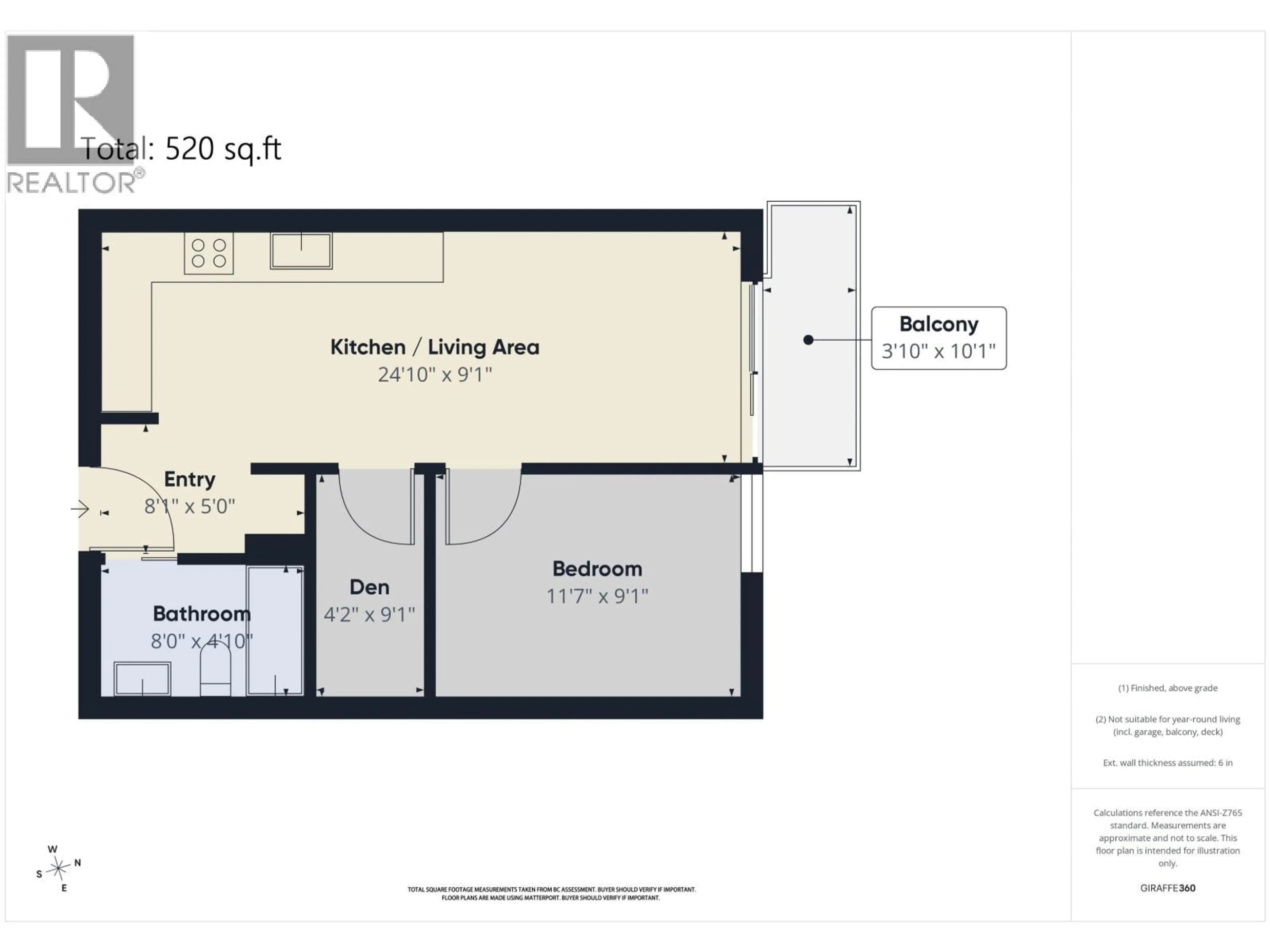 Floor plan for 605 - 180 E 2ND AVENUE, Vancouver British Columbia V5T0K4