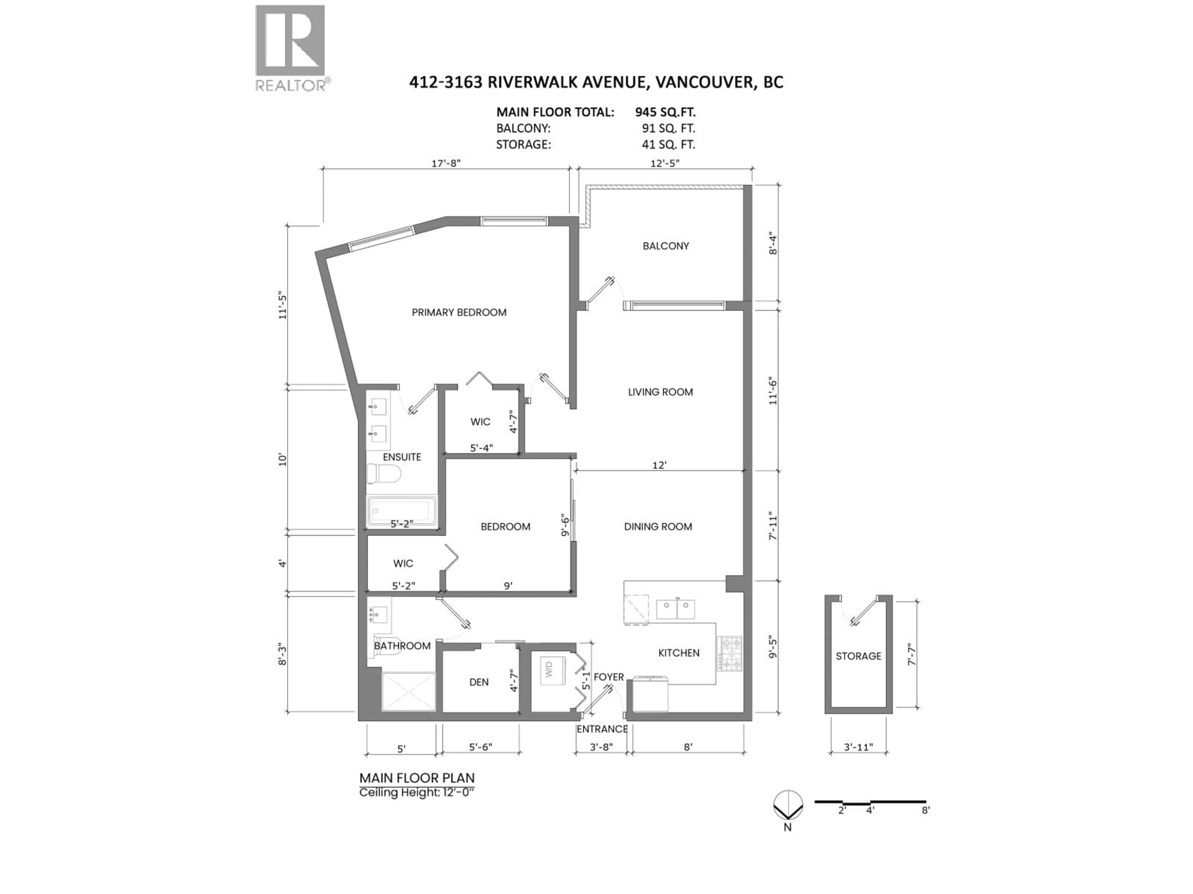 Floor plan for 412 - 3163 RIVERWALK AVENUE, Vancouver British Columbia V5S0A8